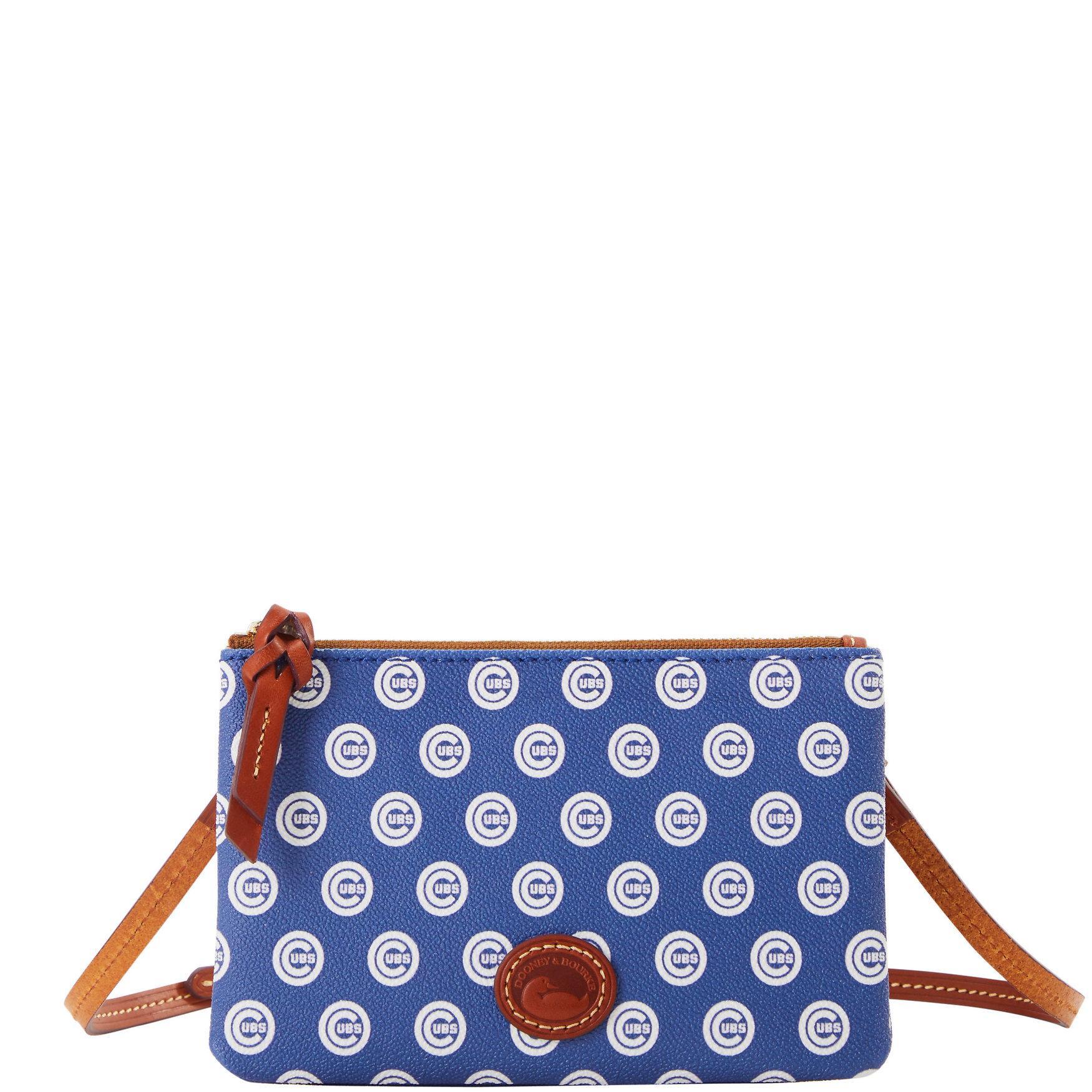Dooney & Bourke Womens MLB Cubs Top Zip Crossbody Coated Cotton Shoulder Bag in Blue Product Image