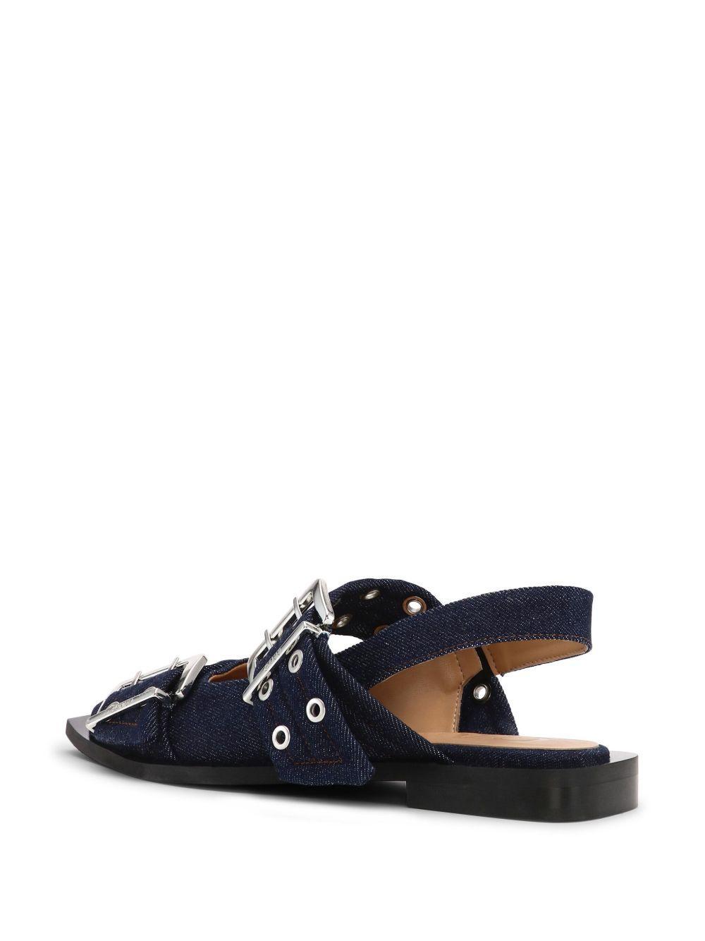 buckle-detail denim ballerina shoes Product Image
