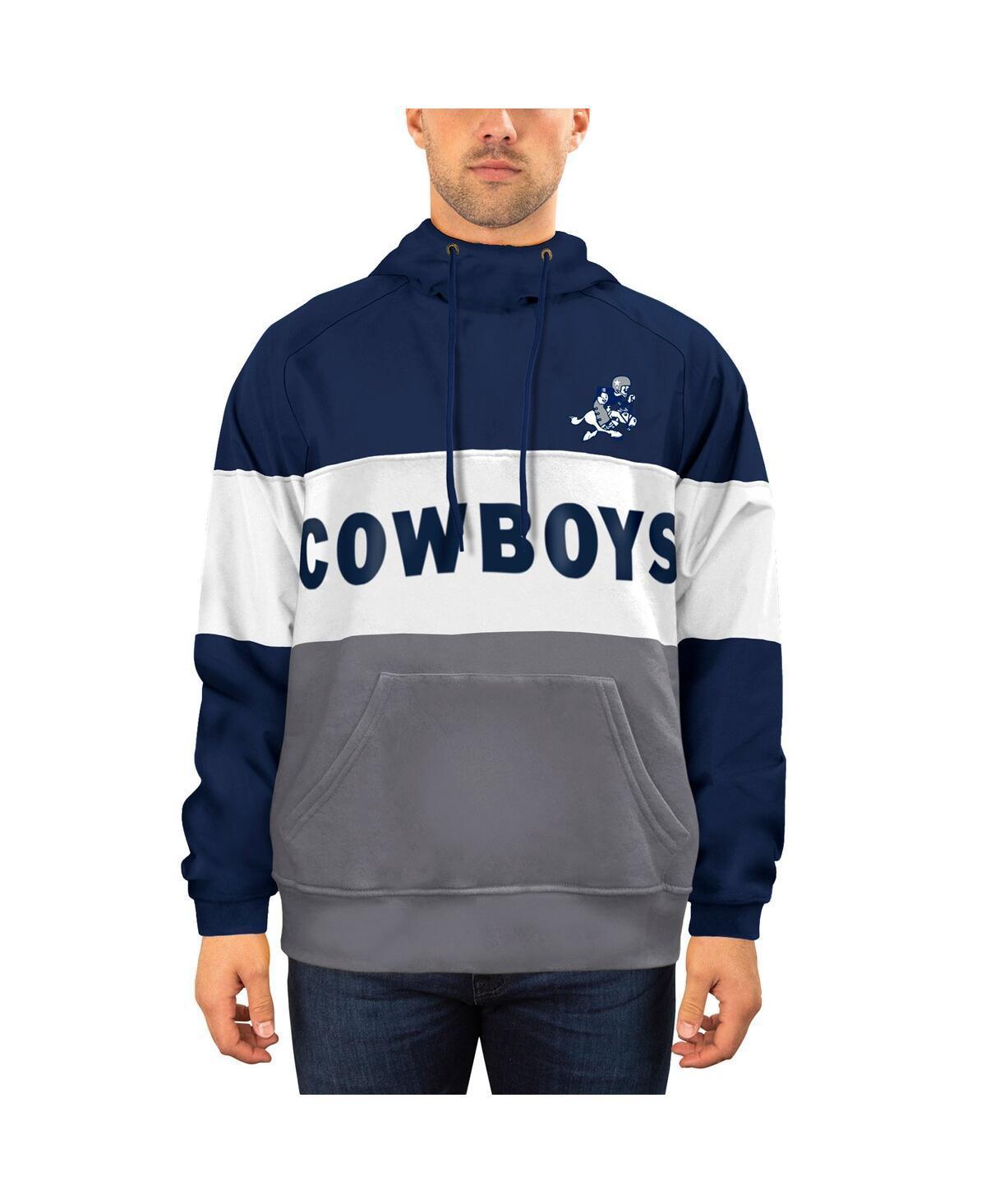 Men's New Era Navy/White Dallas Cowboys Fleece Retro Joe Pullover Hoodie, Size: Small, Blue Product Image