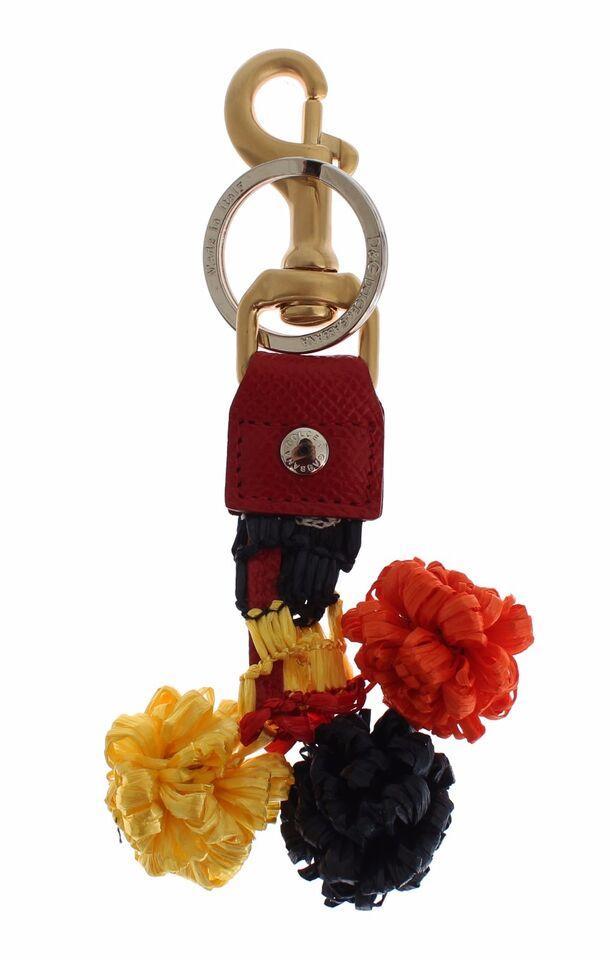DOLCE & GABBANA Chic Raffia Leather Women's Keychain In Red Product Image
