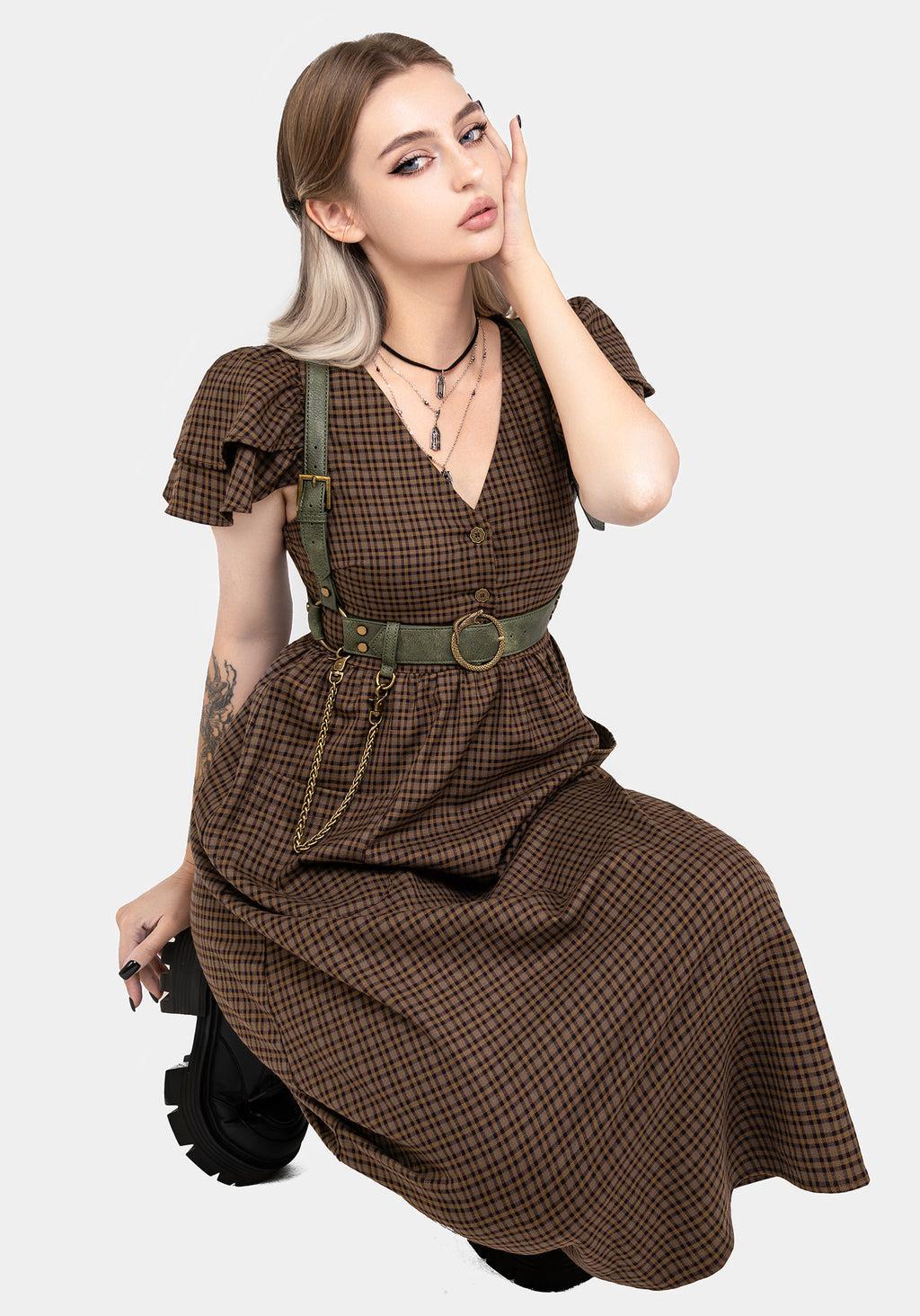 Sweetspire Check Button Up Midi Dress Product Image