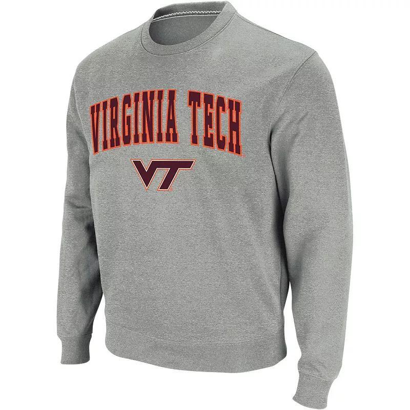 Men's Colosseum Charcoal Virginia Tech Hokies Arch & Logo Crew Neck Sweatshirt, Size: Small Product Image