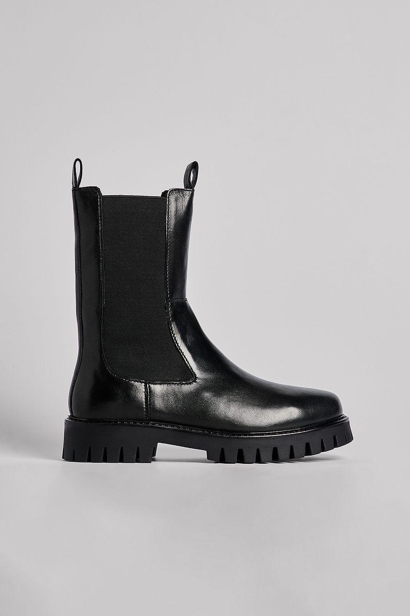 Leather Elastic Boots Product Image