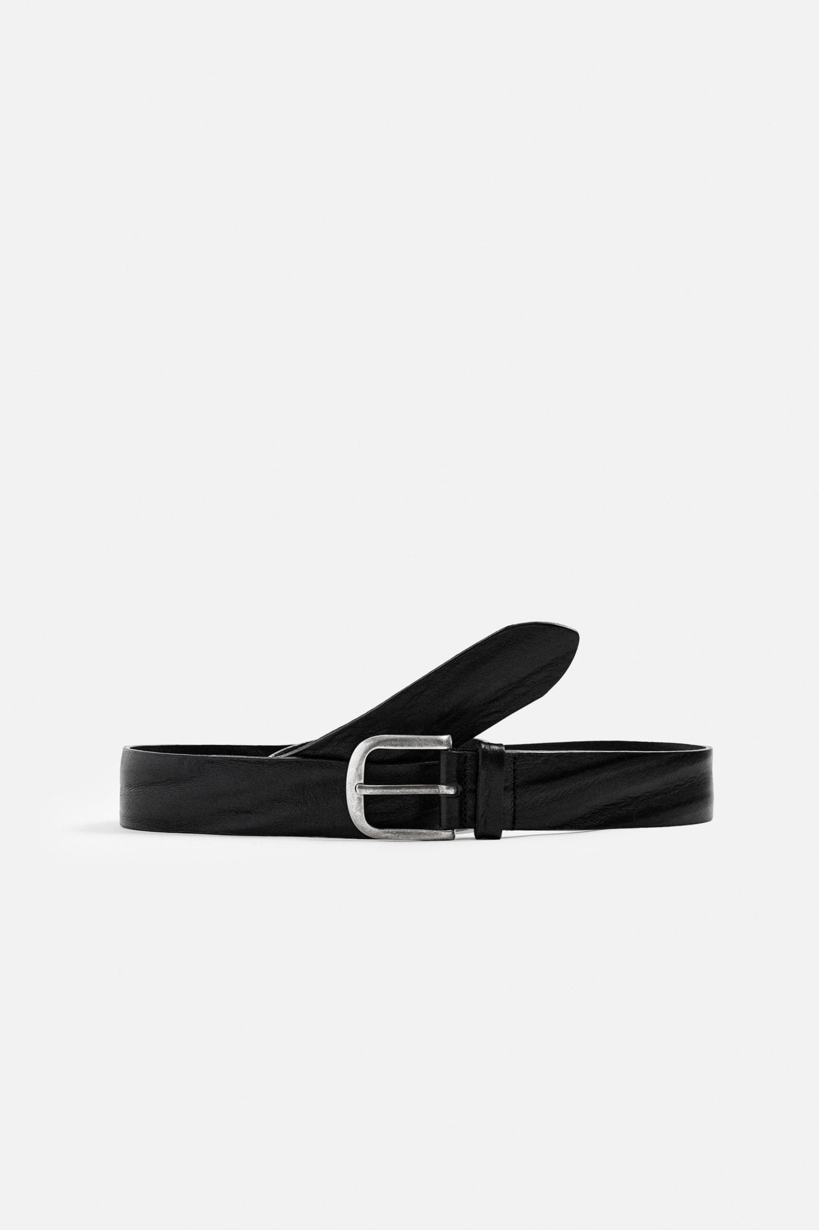 WASHED EFFECT LEATHER BELT Product Image
