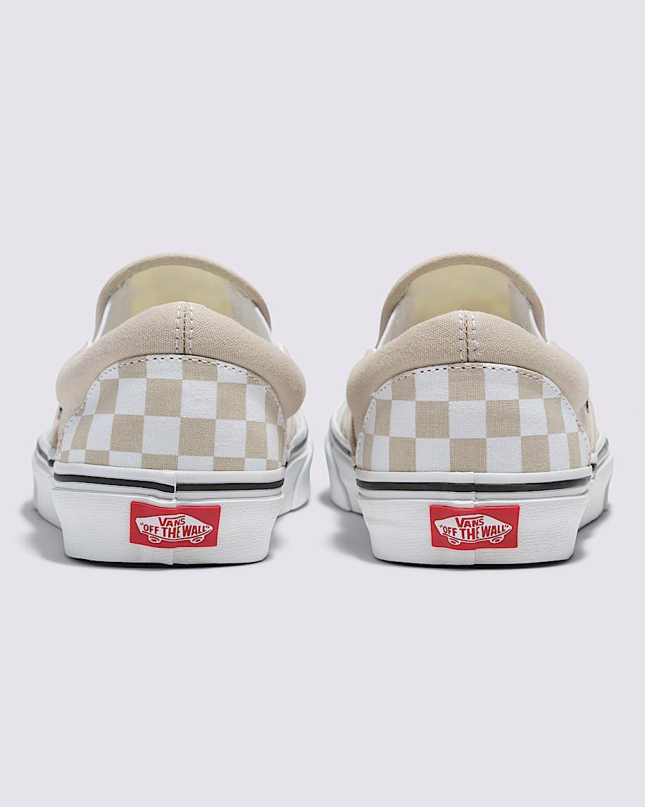 Classic Slip-On Checkerboard Shoe in French Oak Beige / White| Vans US Product Image