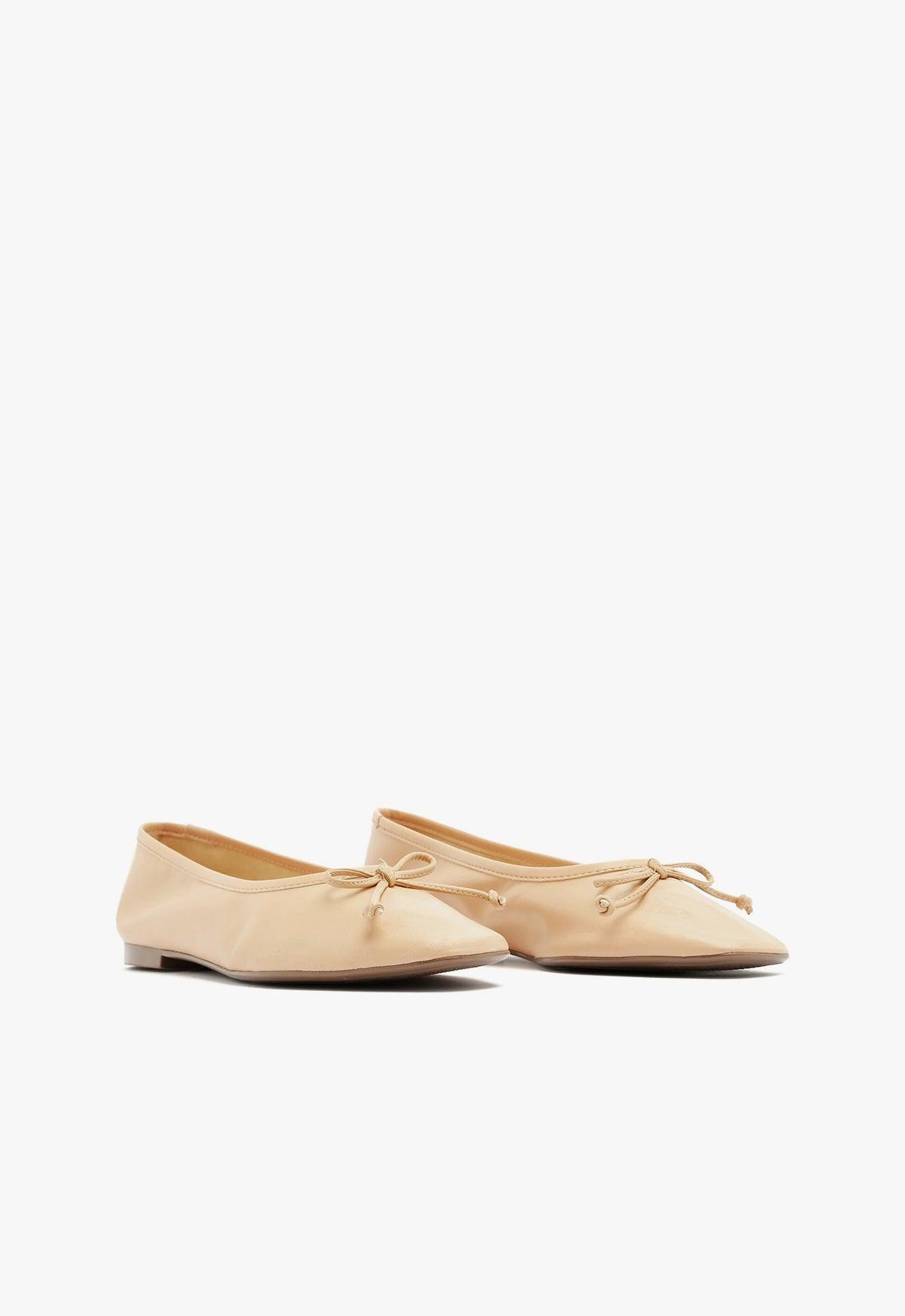 Arissa Beige Leather Ballet Flat Product Image