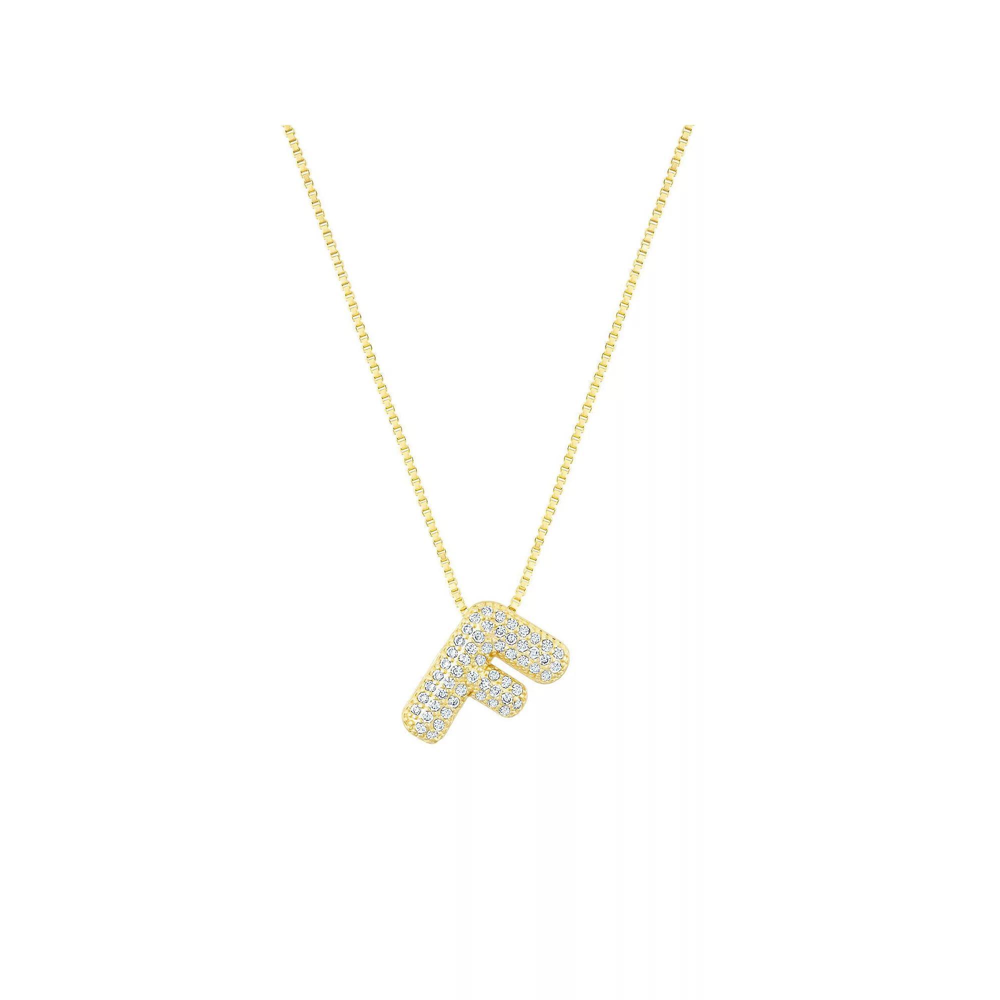 Adornia 14k Gold Plated Pave Bubble Letter Necklace, Women's, Size: 18", F Product Image