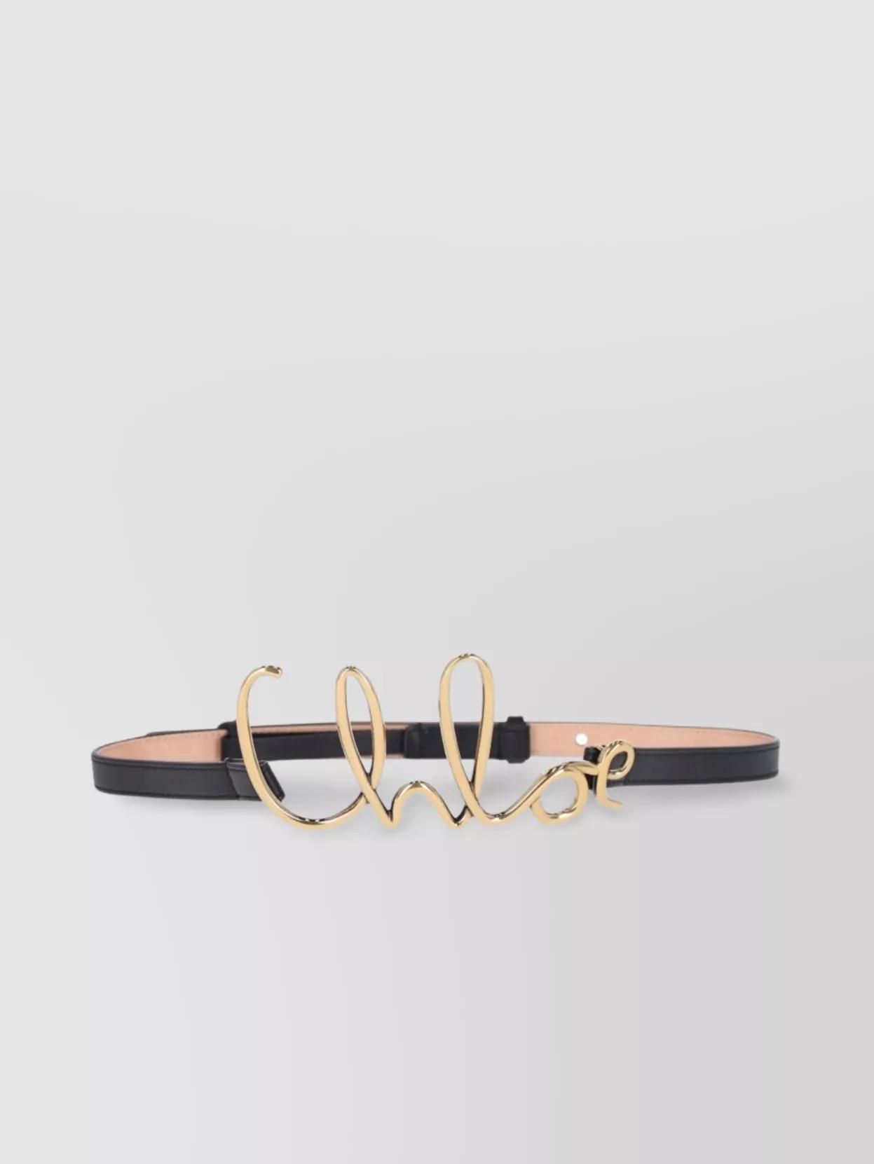CHLOÉ Iconic Leather Belt Gold-tone Hardware In Black Product Image