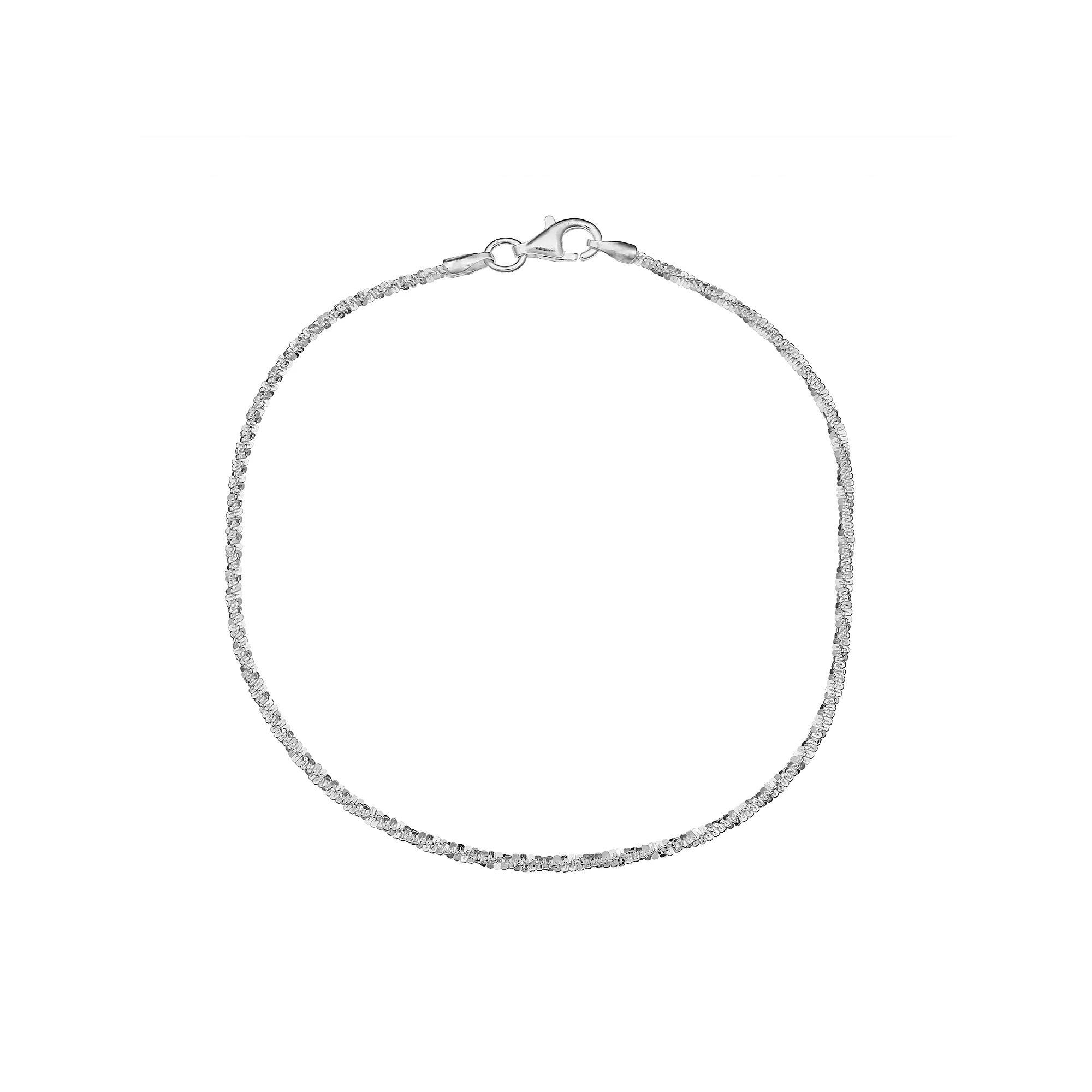 PRIMROSE Sterling Silver Twisted Sparkle Chain Bracelet, Women's, Size: 7", Grey Product Image