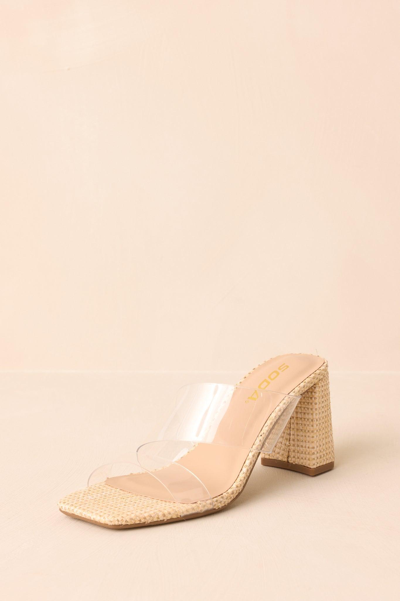 Higher Standards Clear Natural Raffia Block Heels Product Image