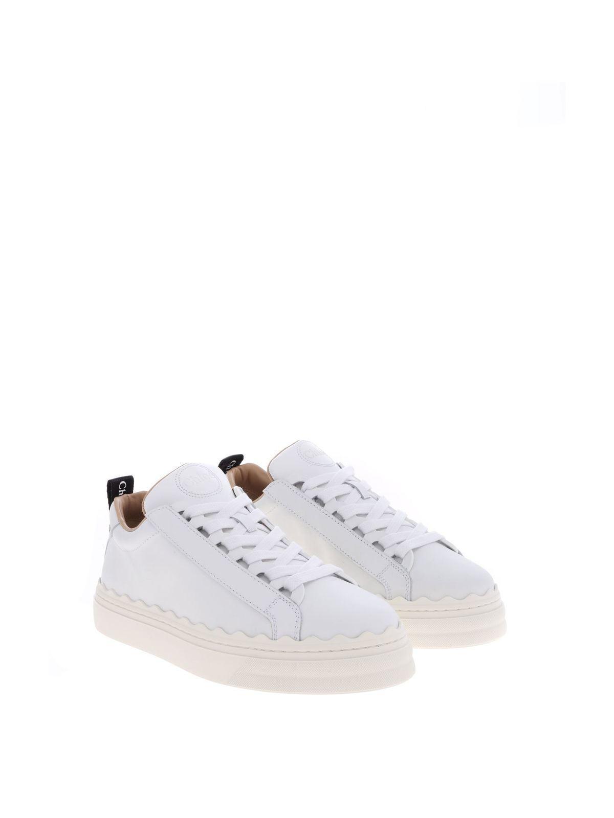 CHLOÉ Leather Lauren Sneakers In White Product Image