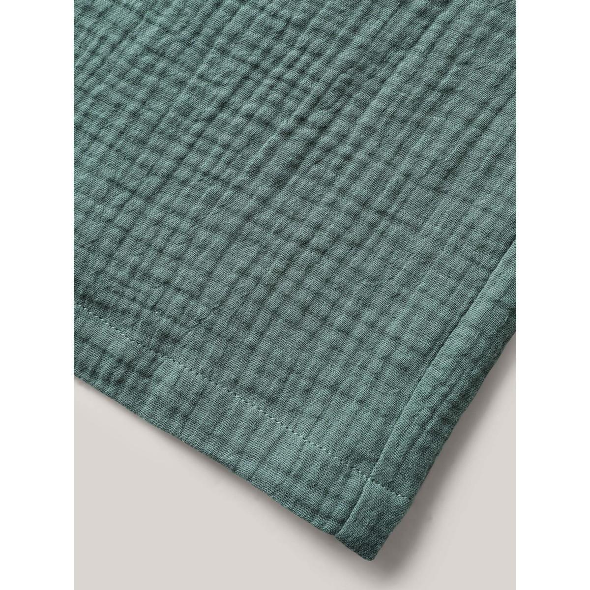 Plus Size Cotton Shirred Textured Wide-Leg Pants Women Teal Resort Wide Leg Mid Rise Vacation Pants BloomChic 22-24/3X Product Image