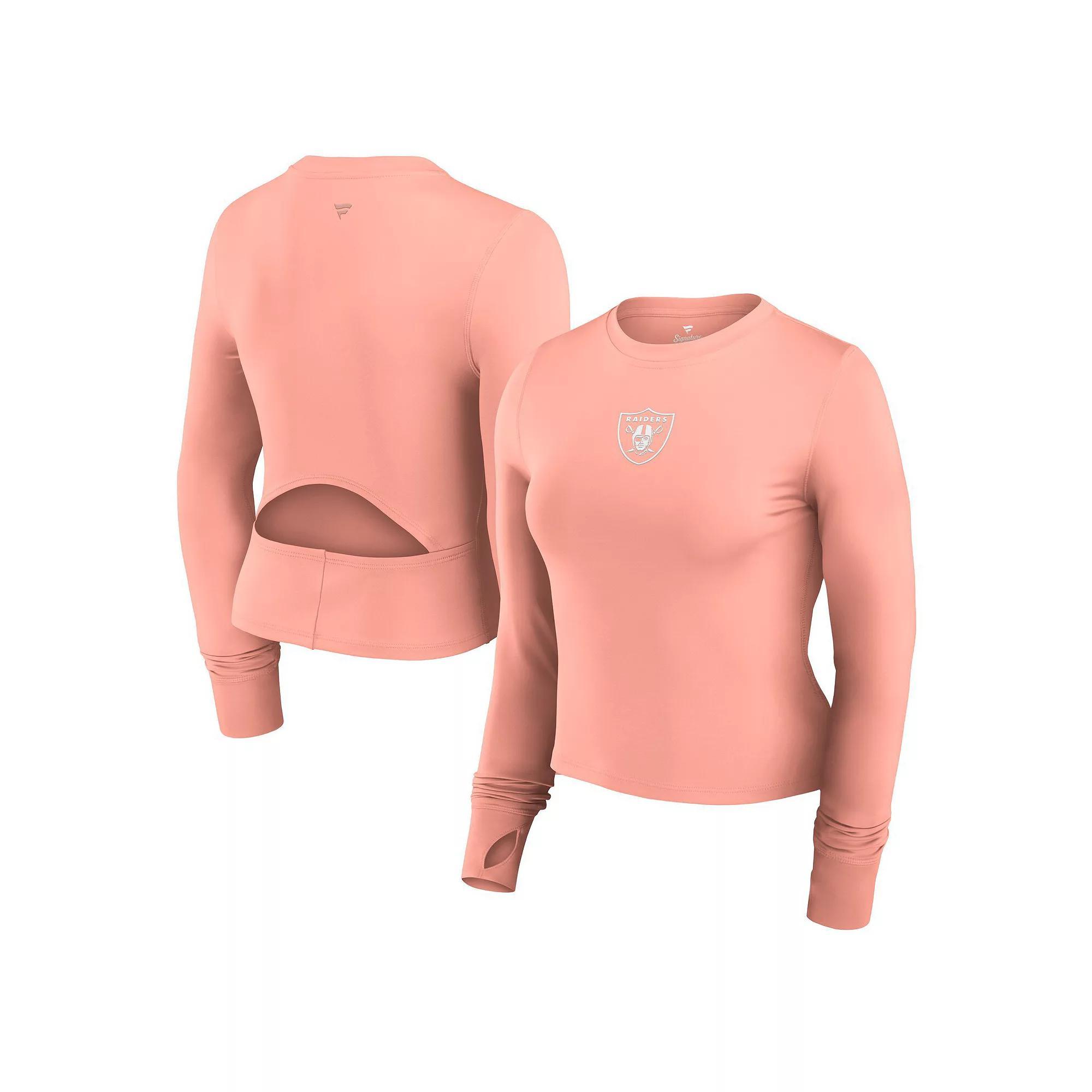Women's Fanatics Signature Coral Las Vegas Raiders Studio Fitted Long Sleeve Gym Top, Size: XS, Lvr Pink O Product Image