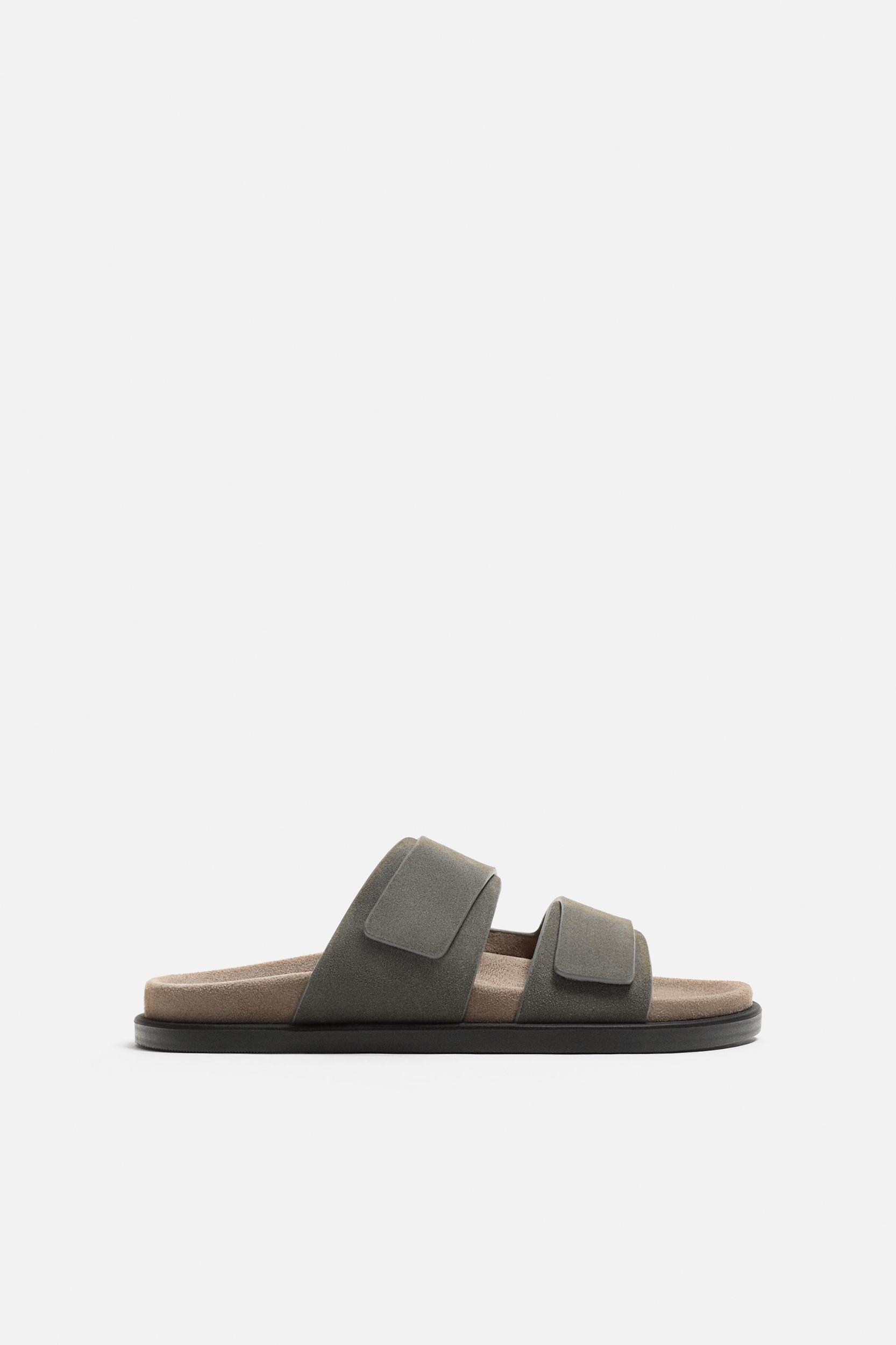 DOUBLE STRAP LEATHER SANDALS Product Image