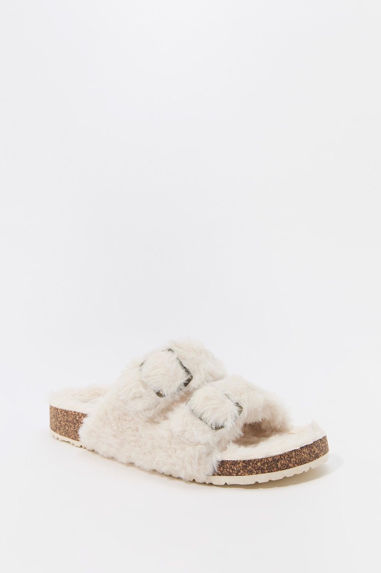 Faux Fur Buckled Cork Slide Female Product Image