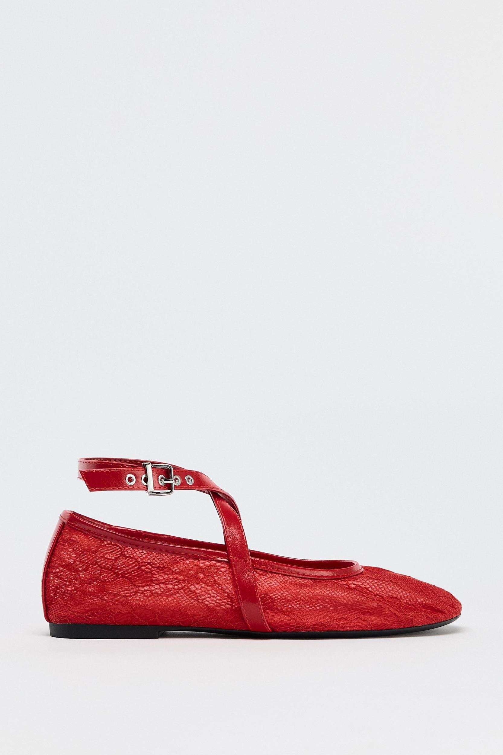 DOUBLE STRAP LACE BALLERINAS Product Image