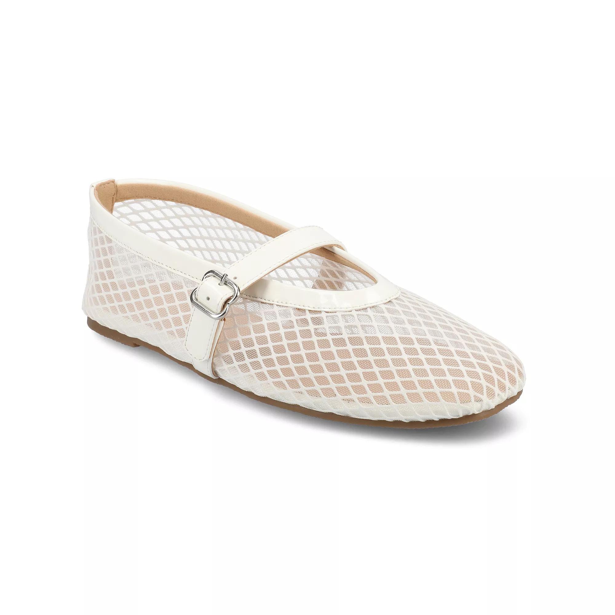 Journee Casha Women's Mesh Slip-On Square Toe Flats, Size: 8, White Product Image