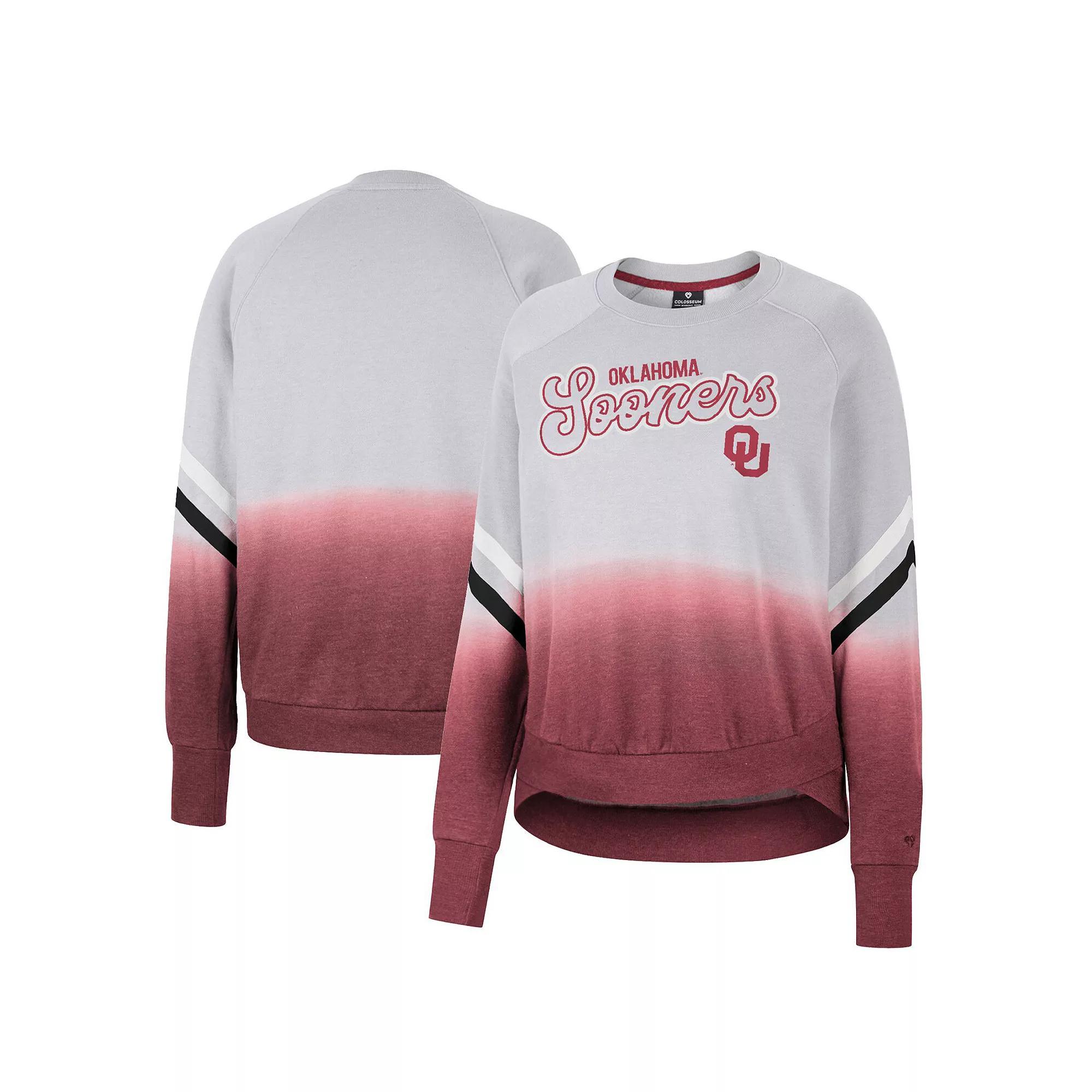 Women's Colosseum Gray Oklahoma Sooners Cue Cards Dip-Dye Raglan Pullover Sweatshirt, Size: Small, Grey Product Image