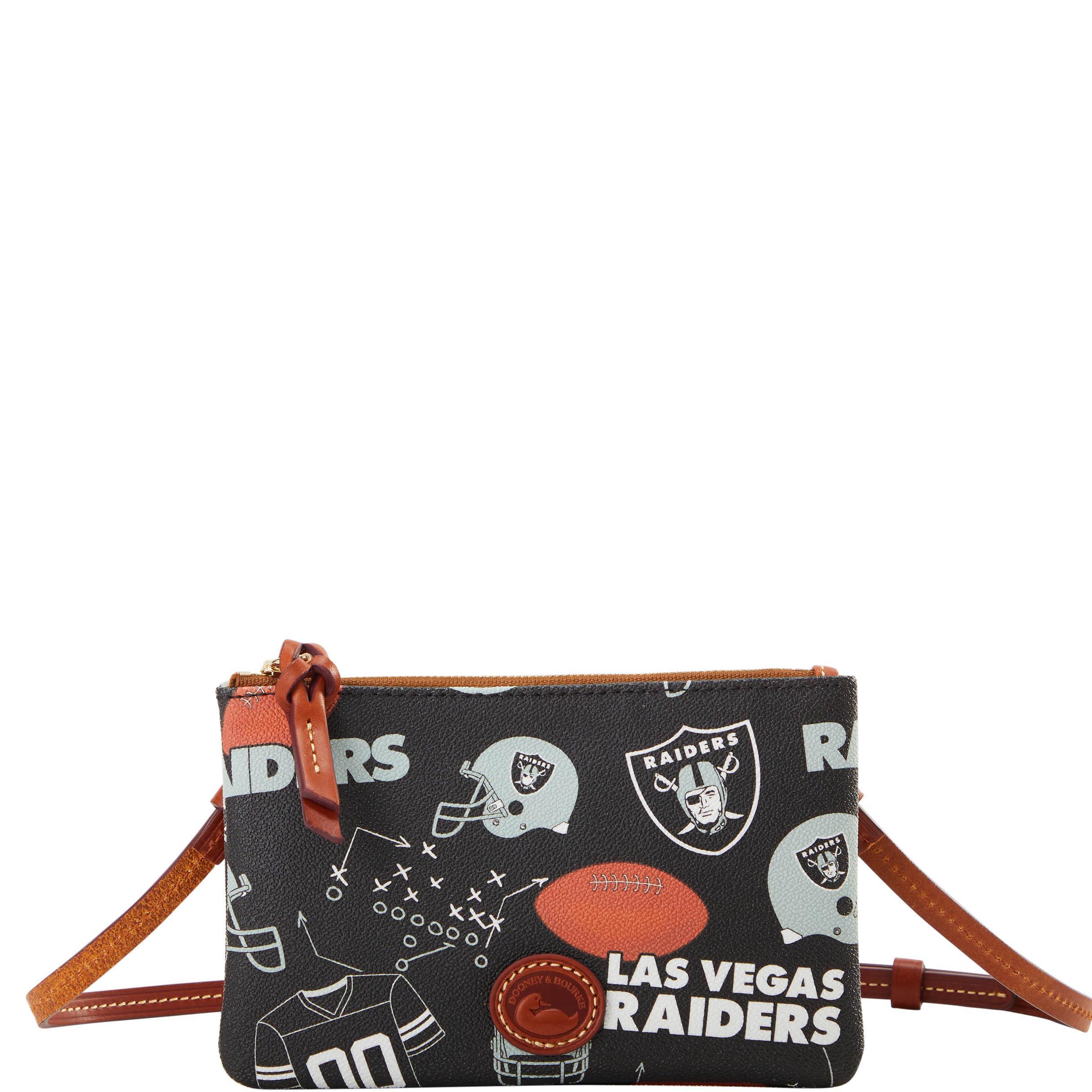 Dooney & Bourke Womens NFL Raiders Top Zip Crossbody Coated Cotton Shoulder Bag in Black Product Image