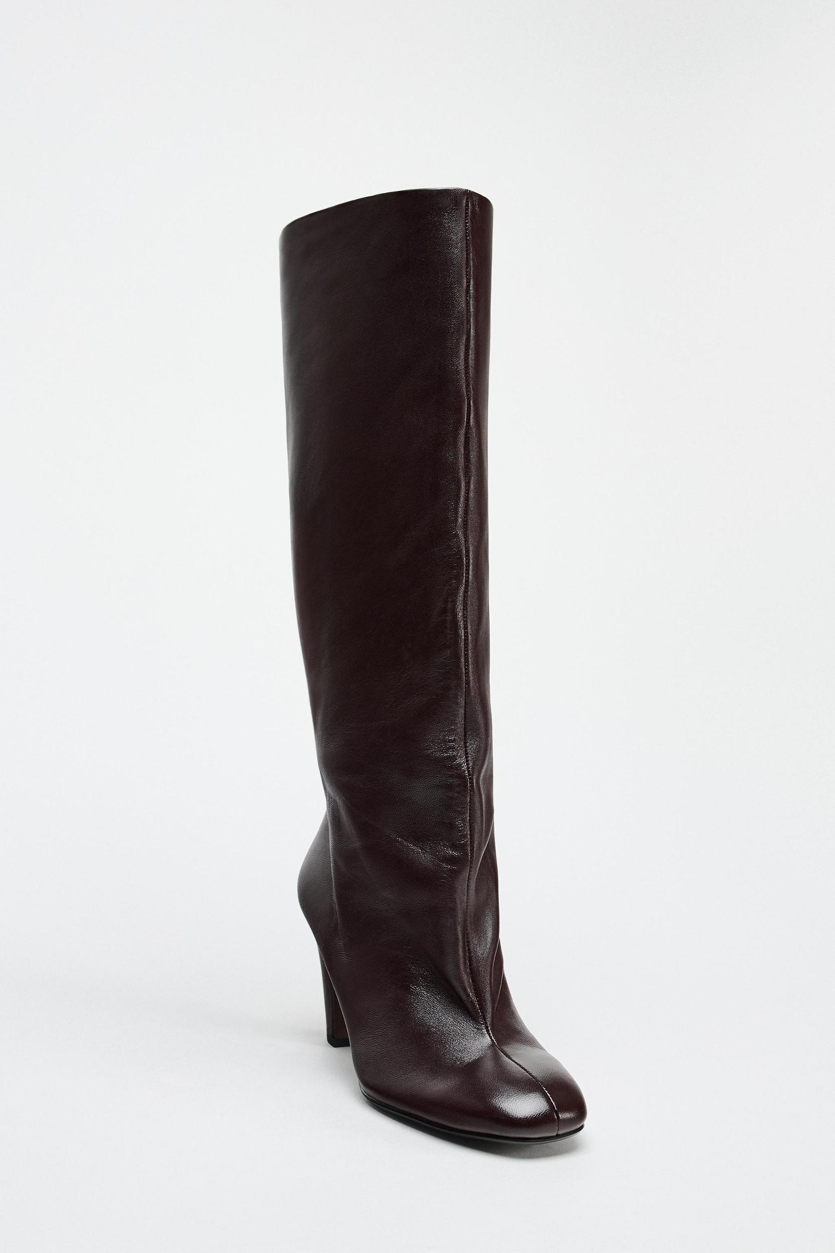 WIDE SHAFT LEATHER BOOTS Product Image
