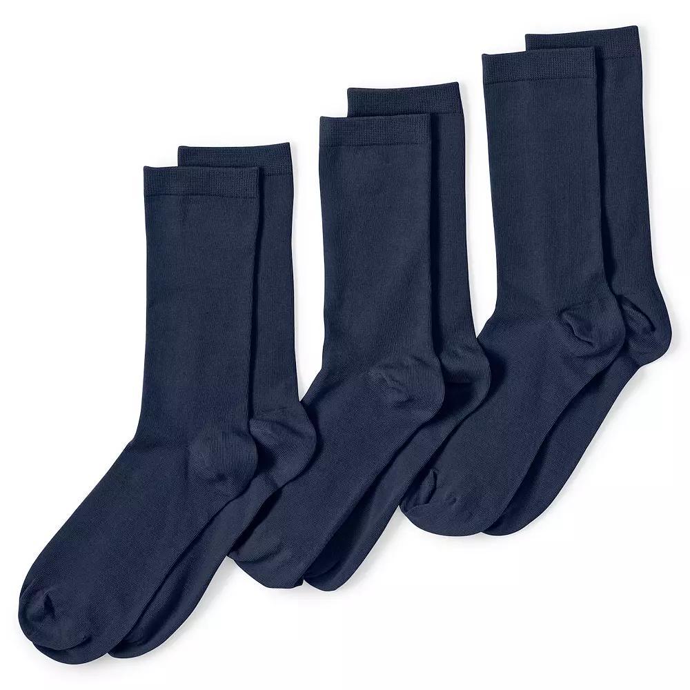 Women's Lands' End Seamless Toe Solid Crew Socks 3-Pack, Size: Large-XL, True Blue Product Image