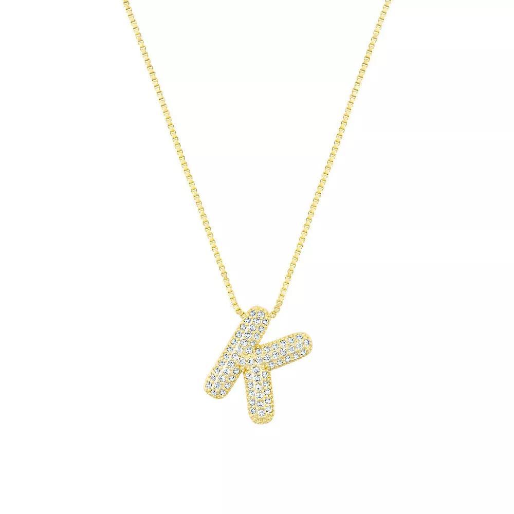 Adornia 14k Gold Plated Pave Bubble Letter Necklace, Womens Product Image