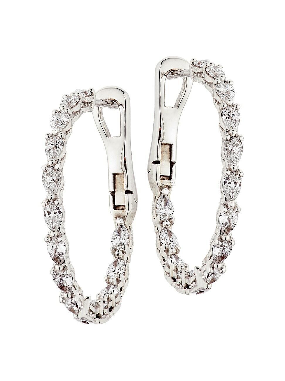 Womens Stilla 18K White Gold & 1.75 TCW Diamond Large Inside-Out Hoop Earrings/1 Product Image