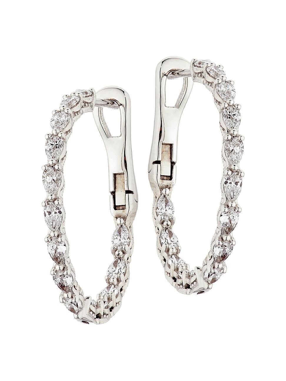Womens Stilla 18K White Gold & 1.75 TCW Diamond Large Inside-Out Hoop Earrings/1 Product Image
