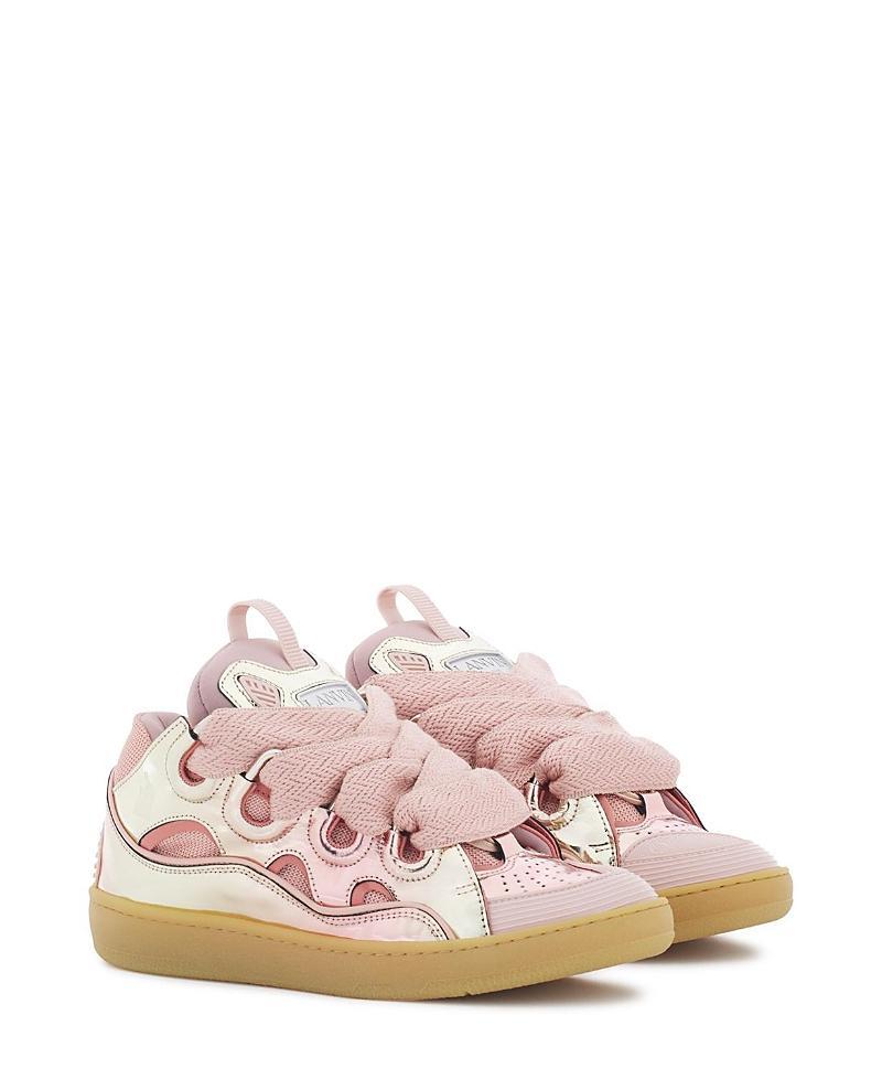 Lanvin Womens Curb Sneakers In Metallic Leather Product Image