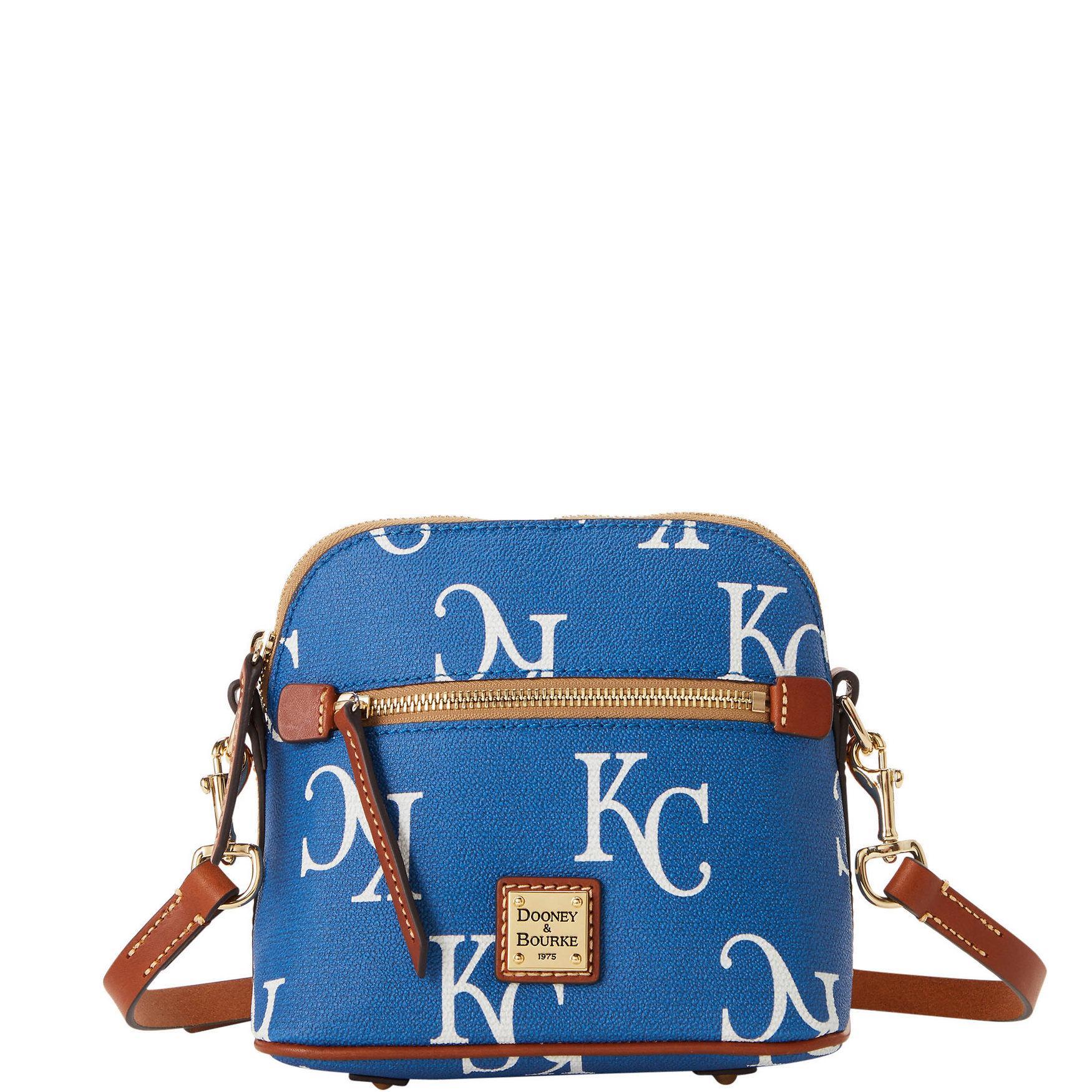 Dooney & Bourke Womens MLB Royals Domed Crossbody Coated Cotton Shoulder Bag in Blue Product Image