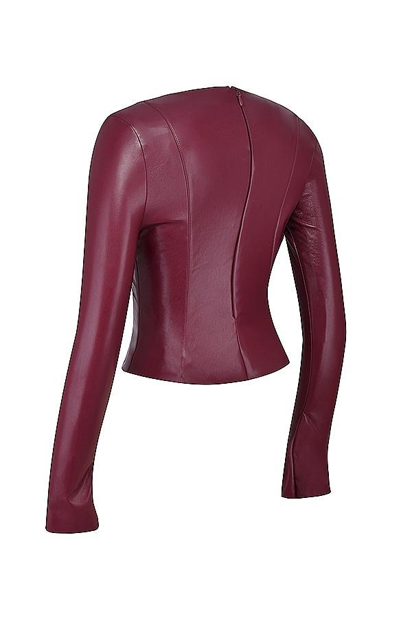 Mylah Wine Vegan Leather Top Product Image