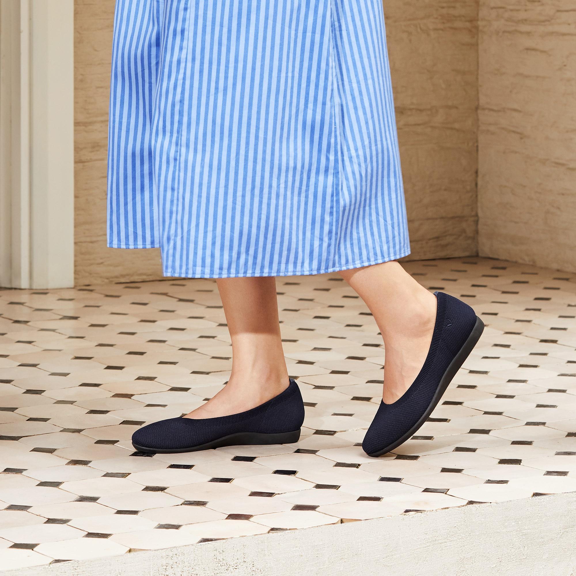 Water-Repellent Round-Toe Walking Flats (Claire Walker) Product Image