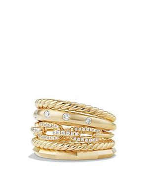 Womens Stax Wide Ring with Diamonds in 18K Yellow Gold/15mm Product Image