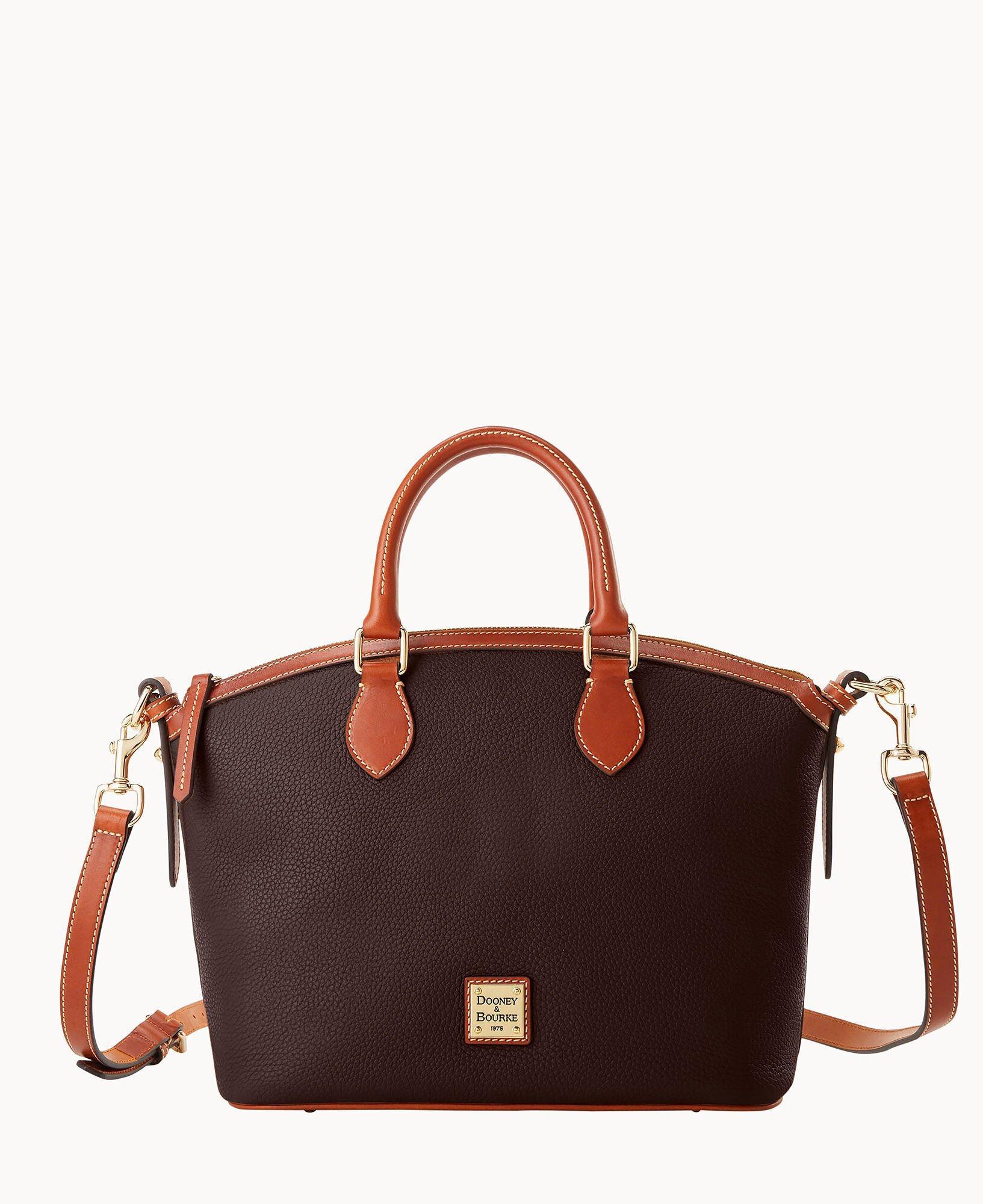 Dooney & Bourke Womens Pebble Grain Domed Leather Satchel Bag in Midnight Blue Product Image
