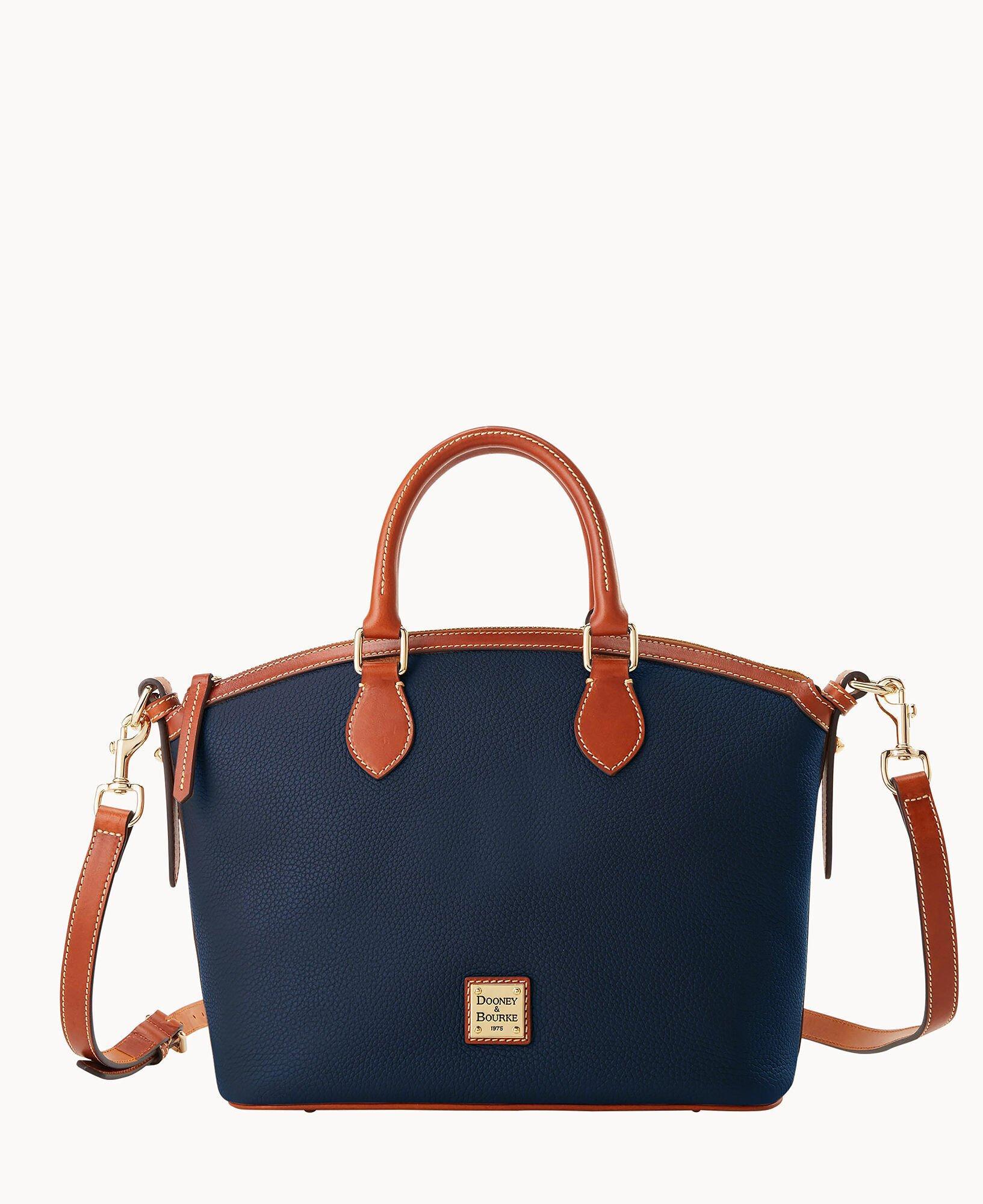 Dooney & Bourke Womens Pebble Grain Domed Leather Satchel Bag in Midnight Blue Product Image