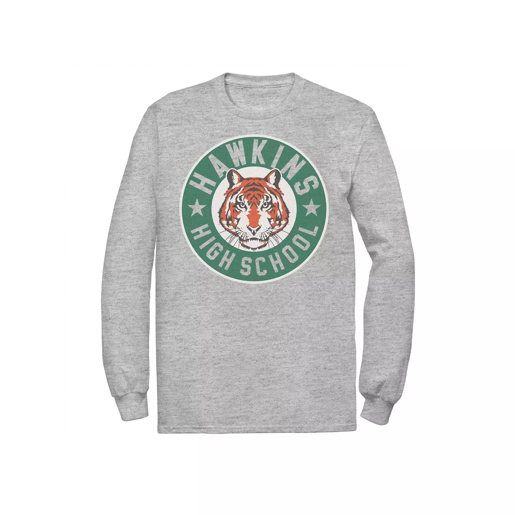 Men's Netflix Stranger Things Hawkins High School Logo Tee, Size: Medium, Athletic Grey Product Image