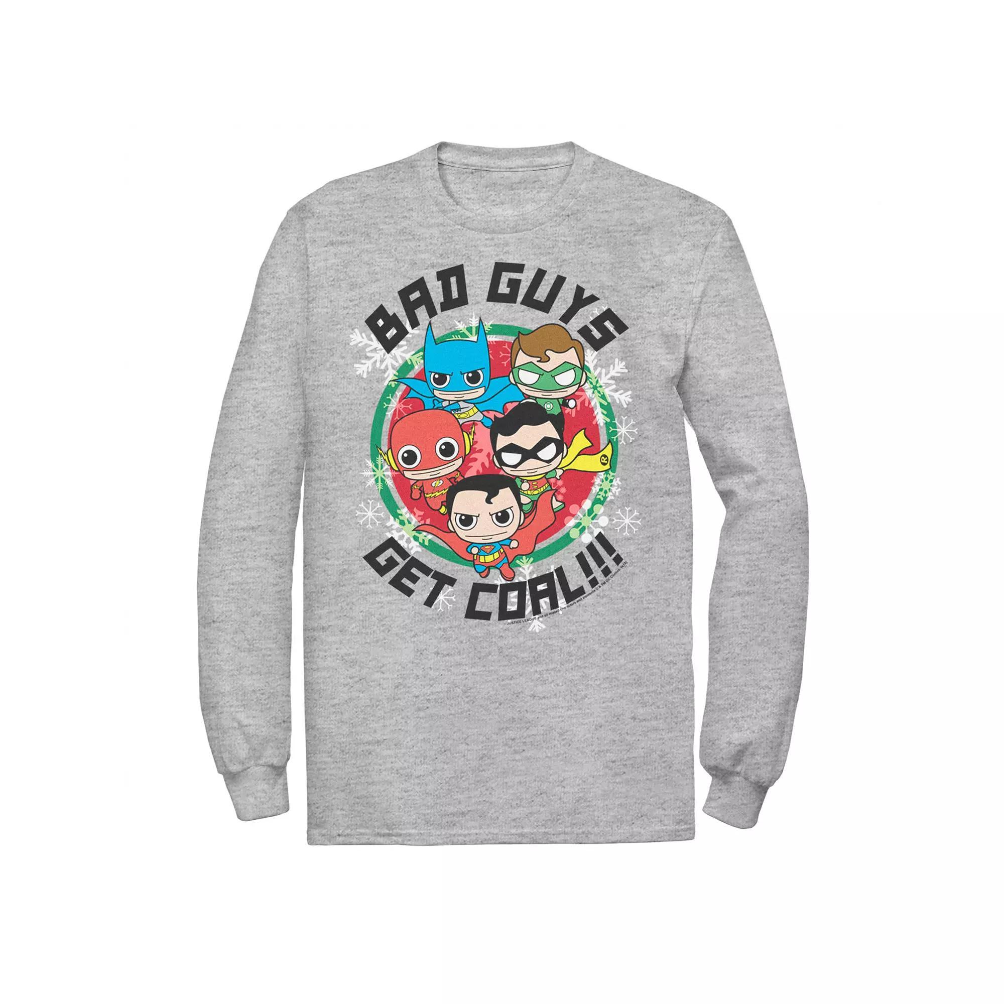 Men's DC Comics Justice League Bad Guys Get Coal Christmas Tee, Size: XL, White Product Image