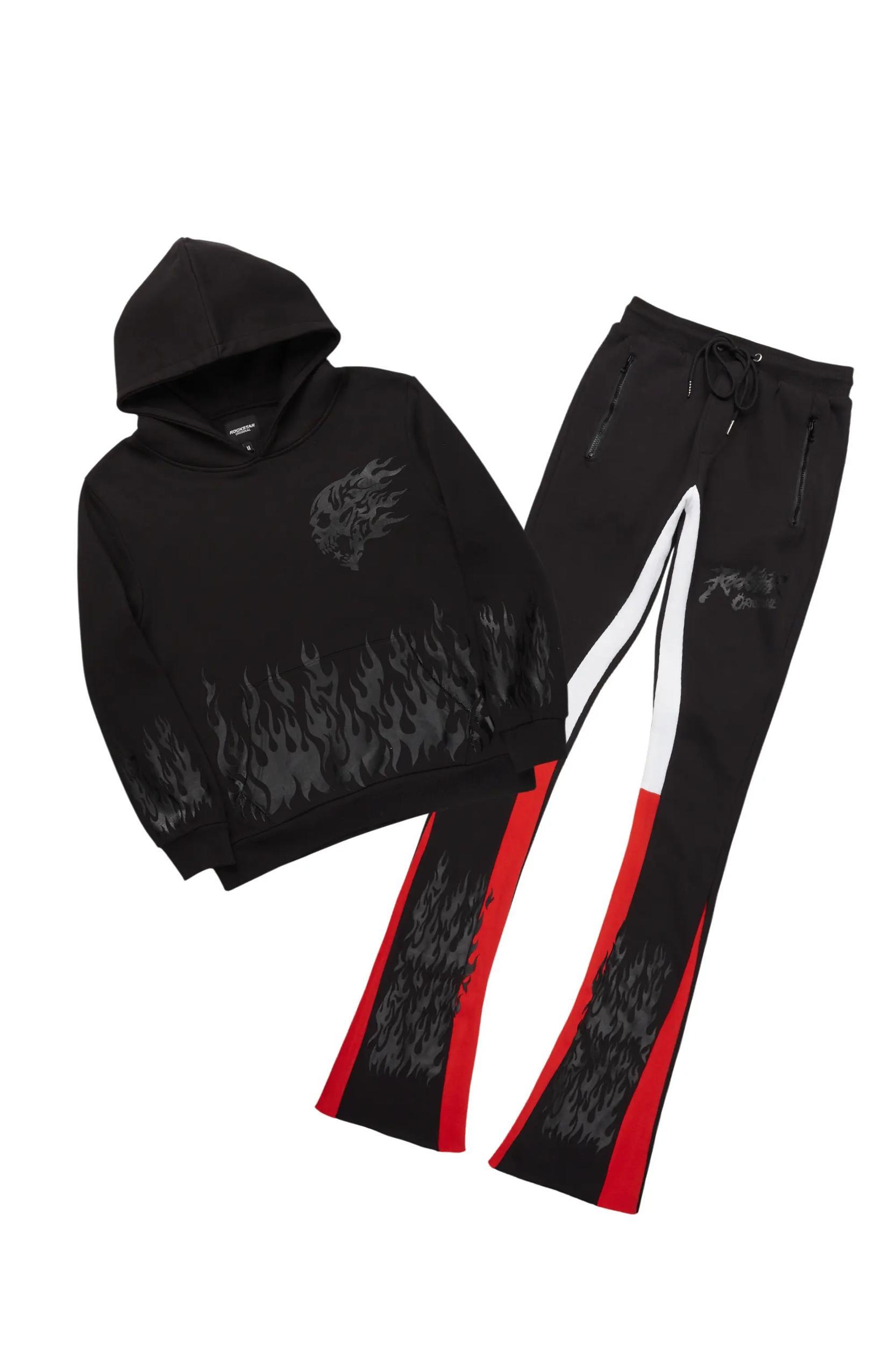 Bubble Black/Black Stacked Flare Hoodie Track Set Male Product Image