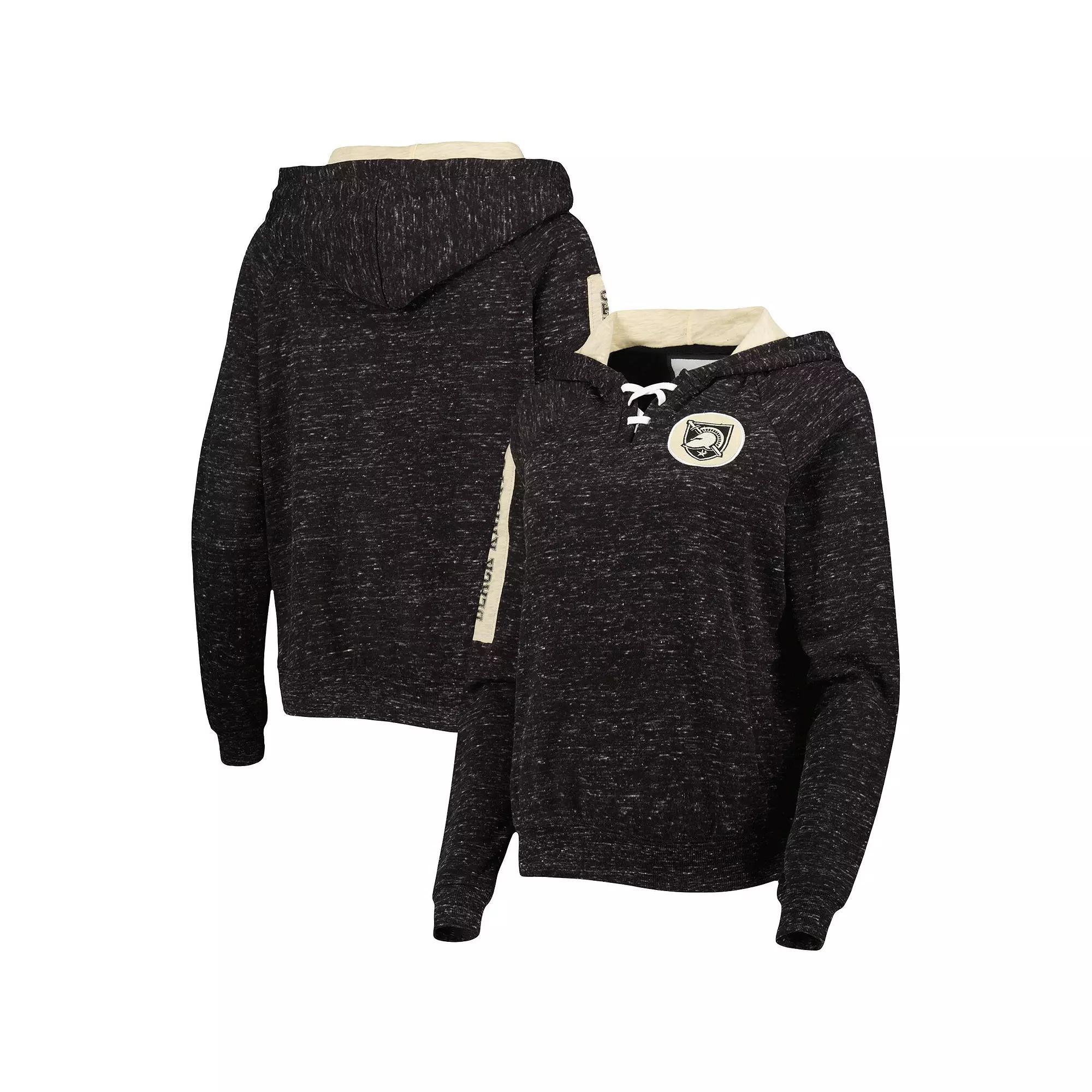 Women's Colosseum Black Army Black Knights The Devil Speckle Lace-Placket Raglan Pullover Hoodie, Size: Small, Nc2 Black Product Image