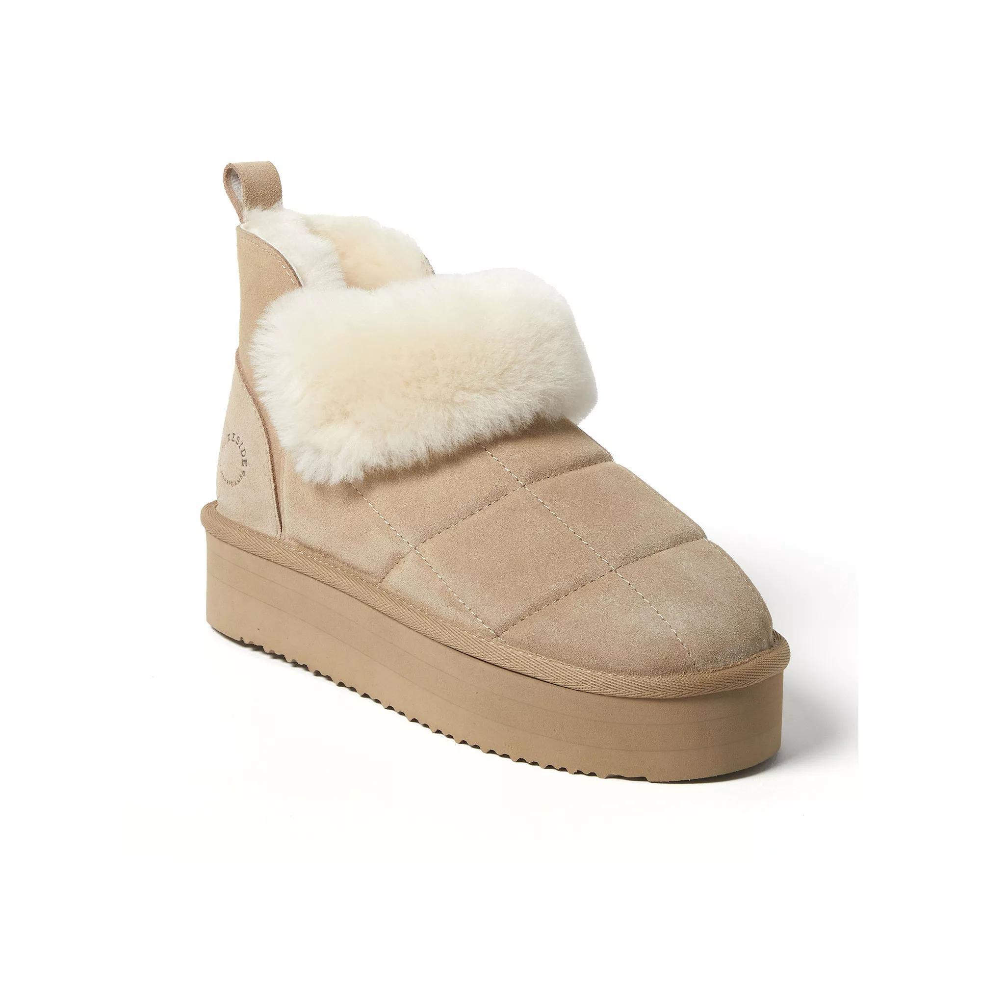 Dearfoams Bayswater Puff Womens Platform Shearling Bootie Slippers Product Image