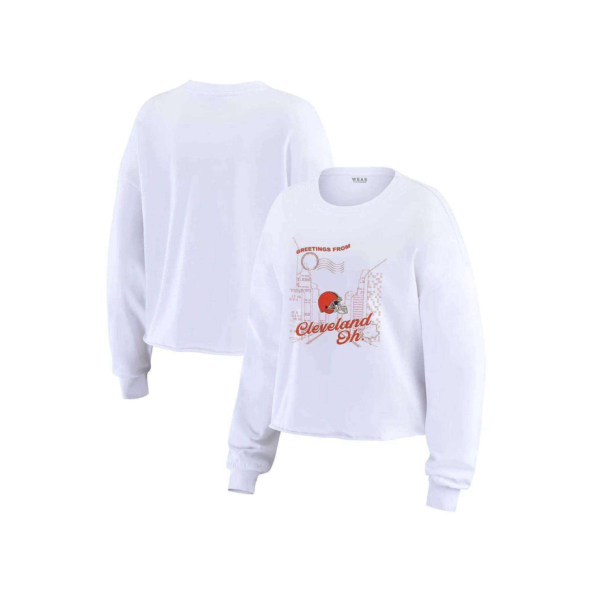 Womens WEAR by Erin Andrews Cleveland Browns Postcard Cropped Long Sleeve Top Product Image