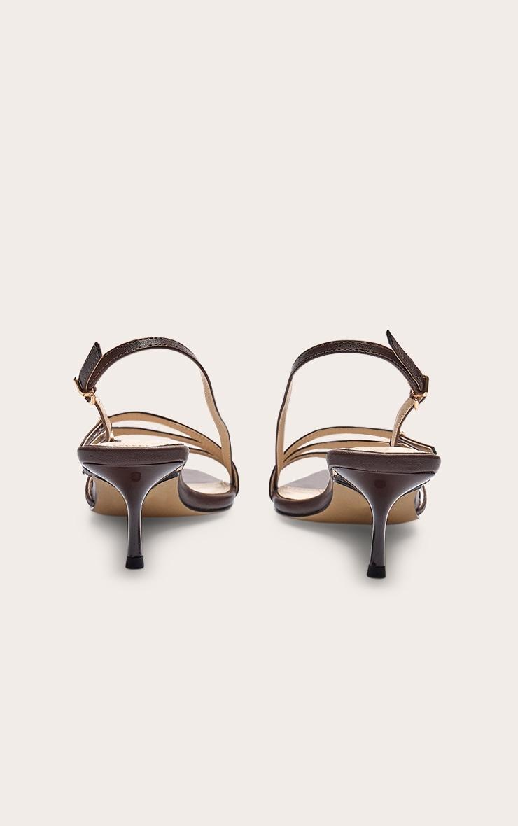 Chocolate Patent Pu Point Toe Multi Buckle Low Stiletto Heeled Sandals Product Image