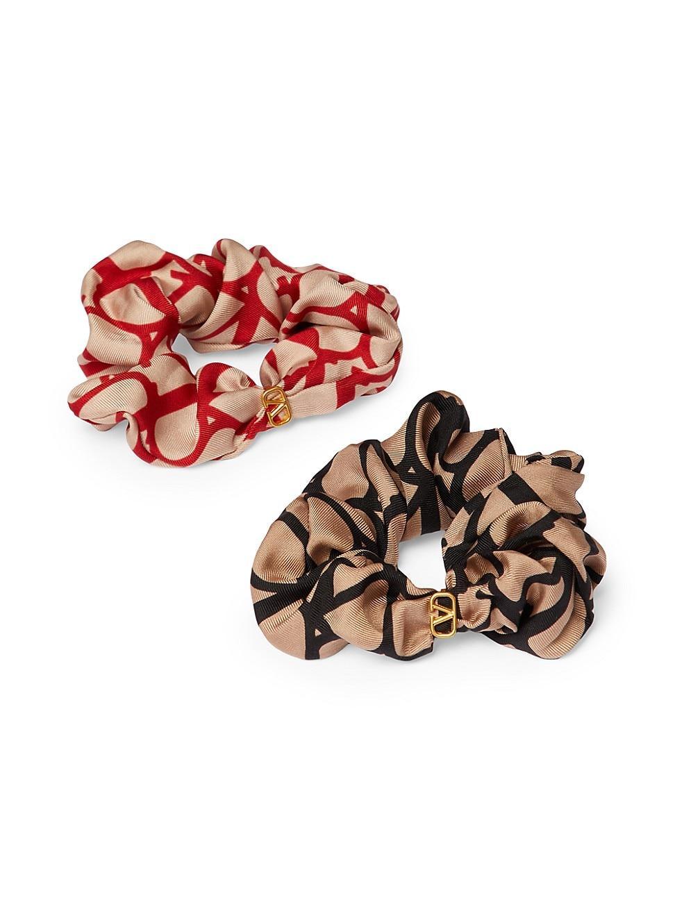 Womens Toile Iconographe Scrunchies Set in Silk with VLogo Applique Product Image