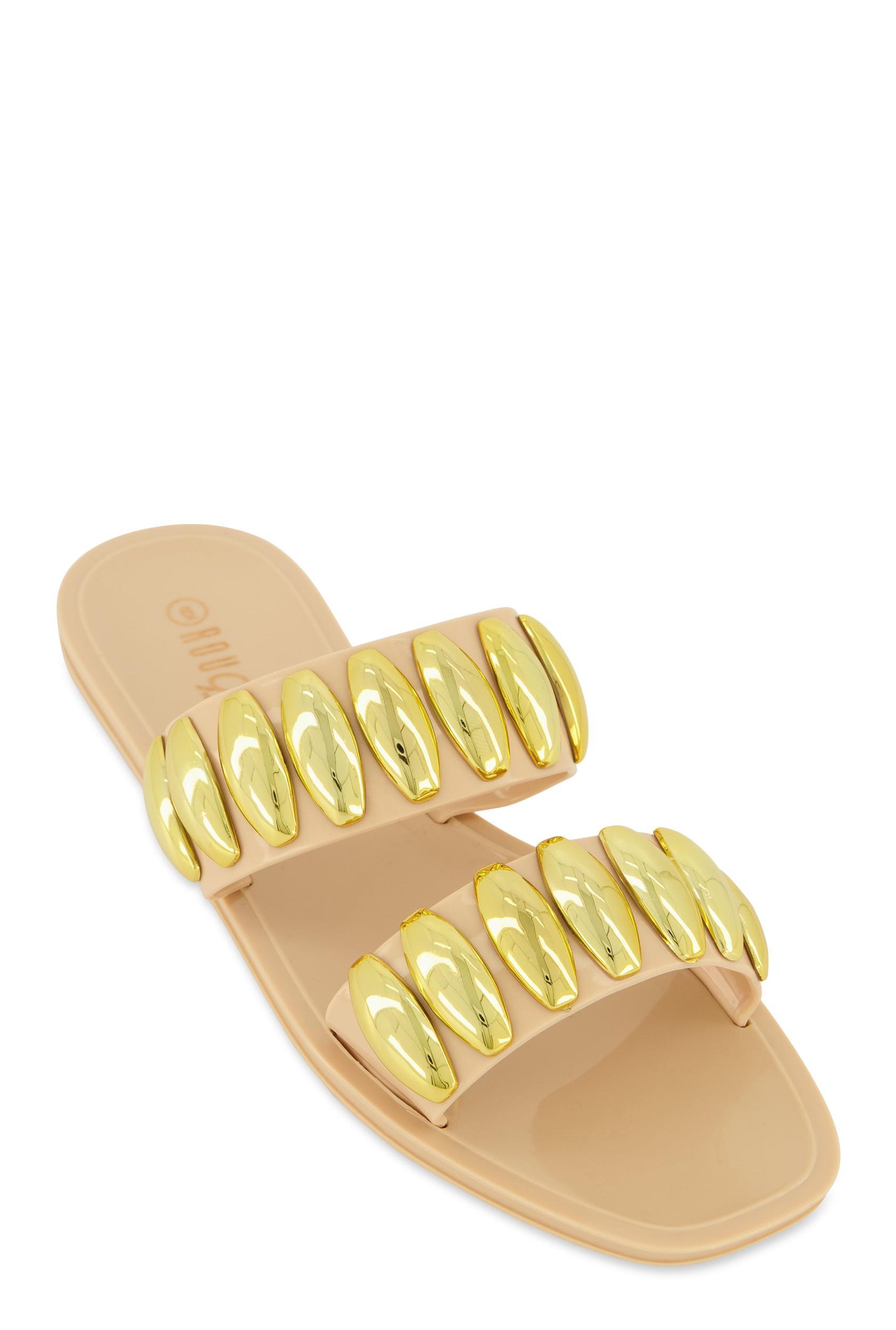 Womens Studded Double Band Jelly Sandals Product Image