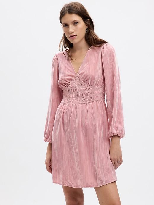 Velvet Smocked Mini Dress Product Image