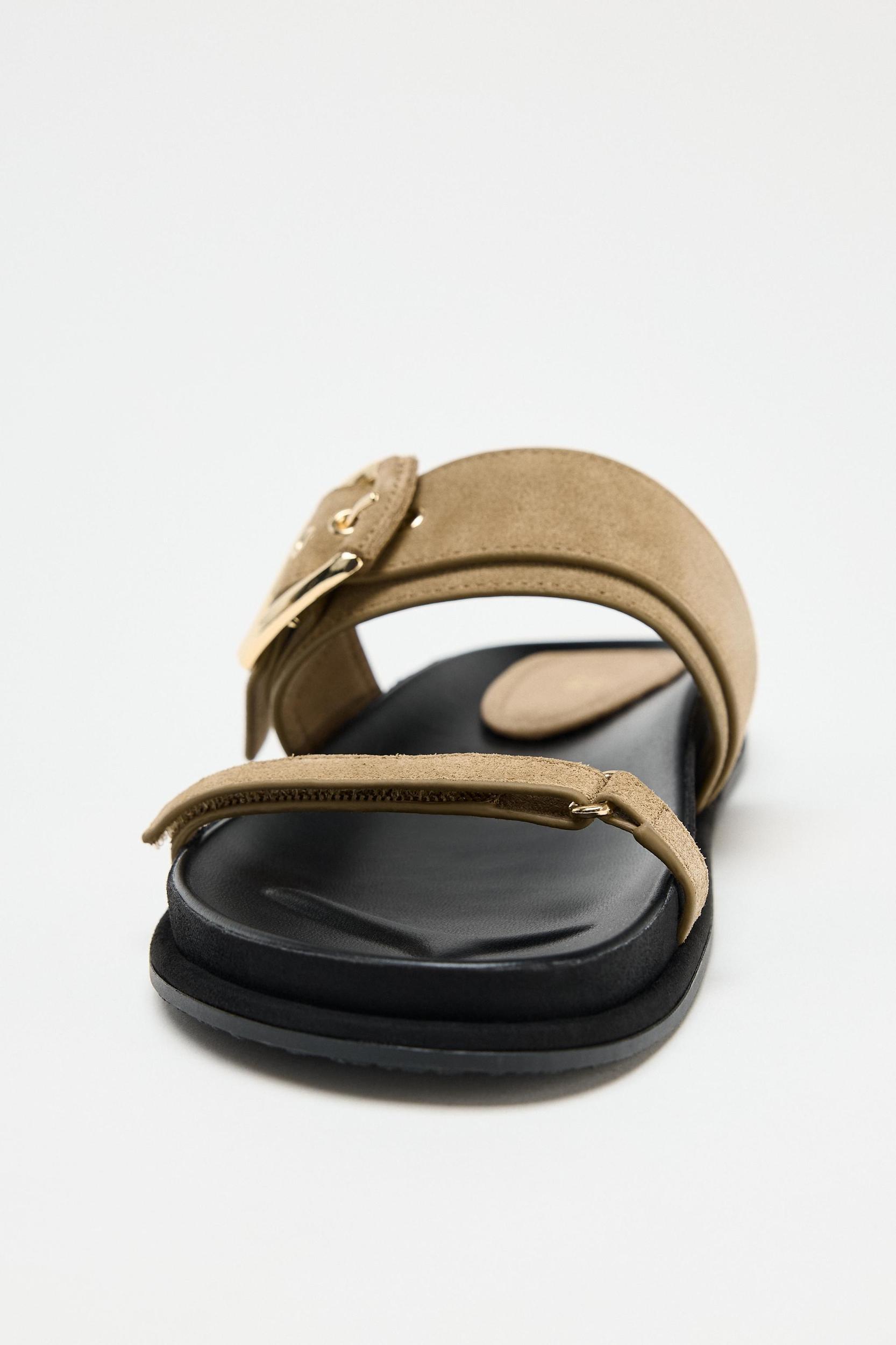 FLAT SUEDE STRAPPY SANDALS Product Image