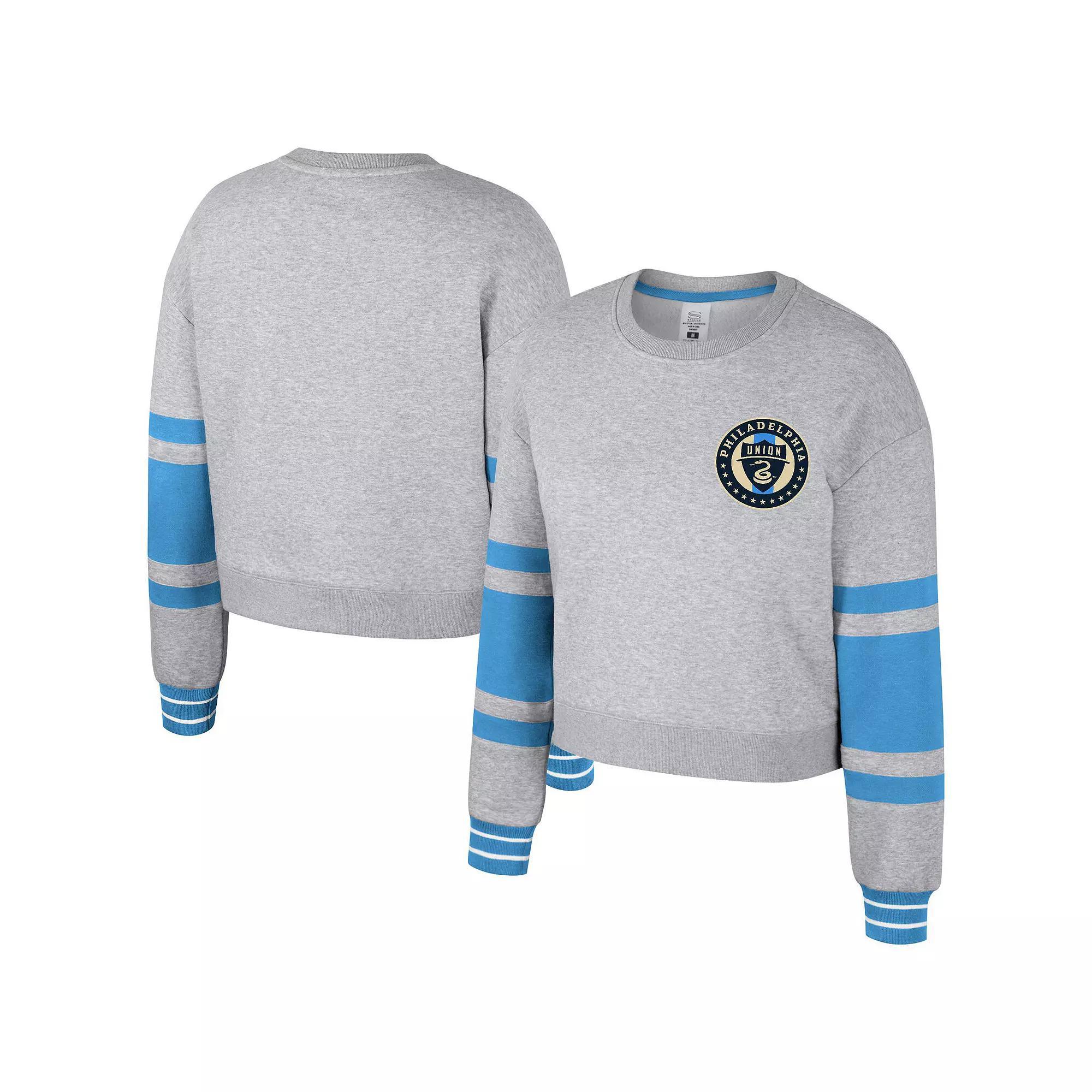 Women's Stadium Essentials Heather Gray Philadelphia Union Scrimmage Cropped Pullover Sweatshirt, Size: Small, Uni Grey Product Image