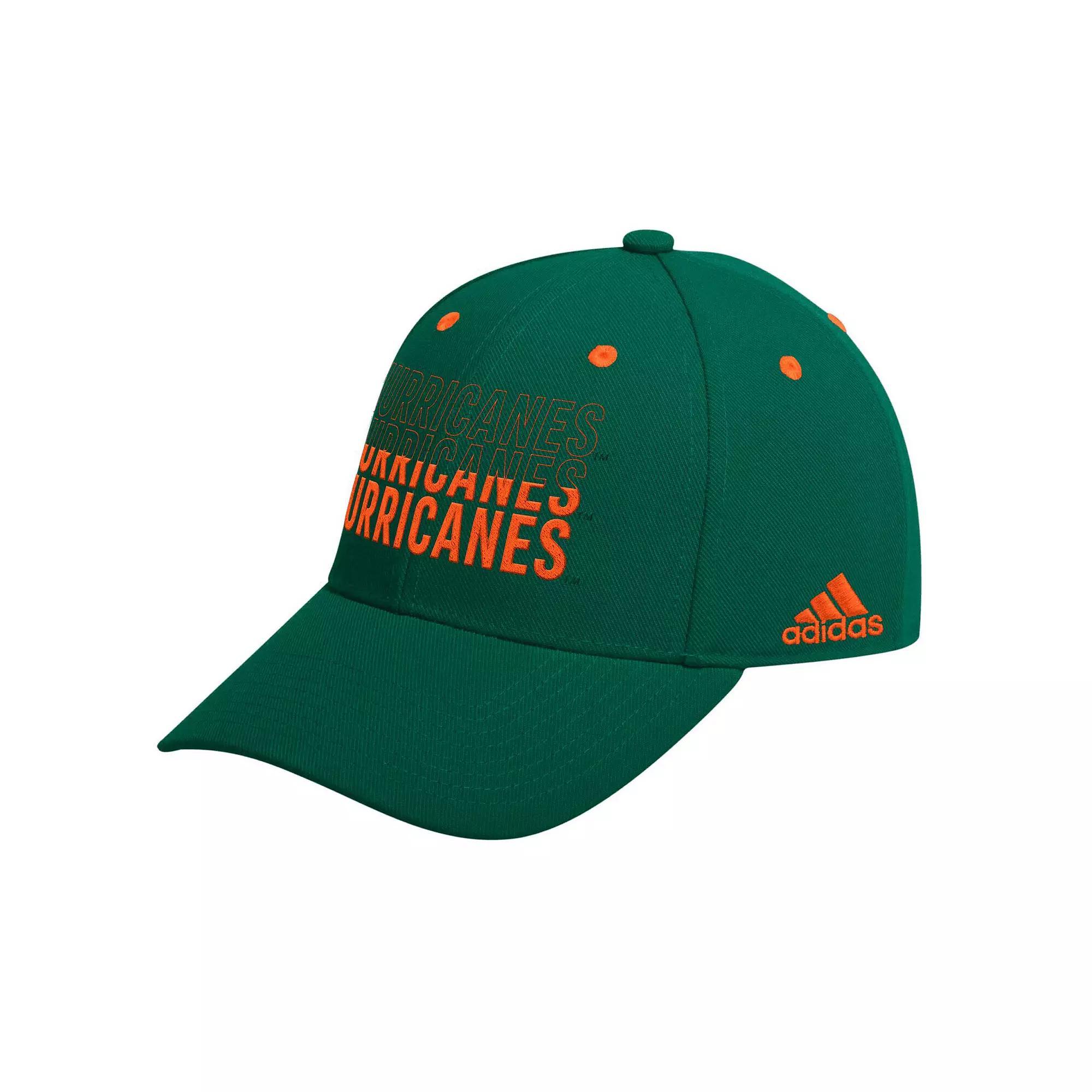 Men's adidas Green Miami Hurricanes Seasonal Half Font Adjustable Hat Product Image