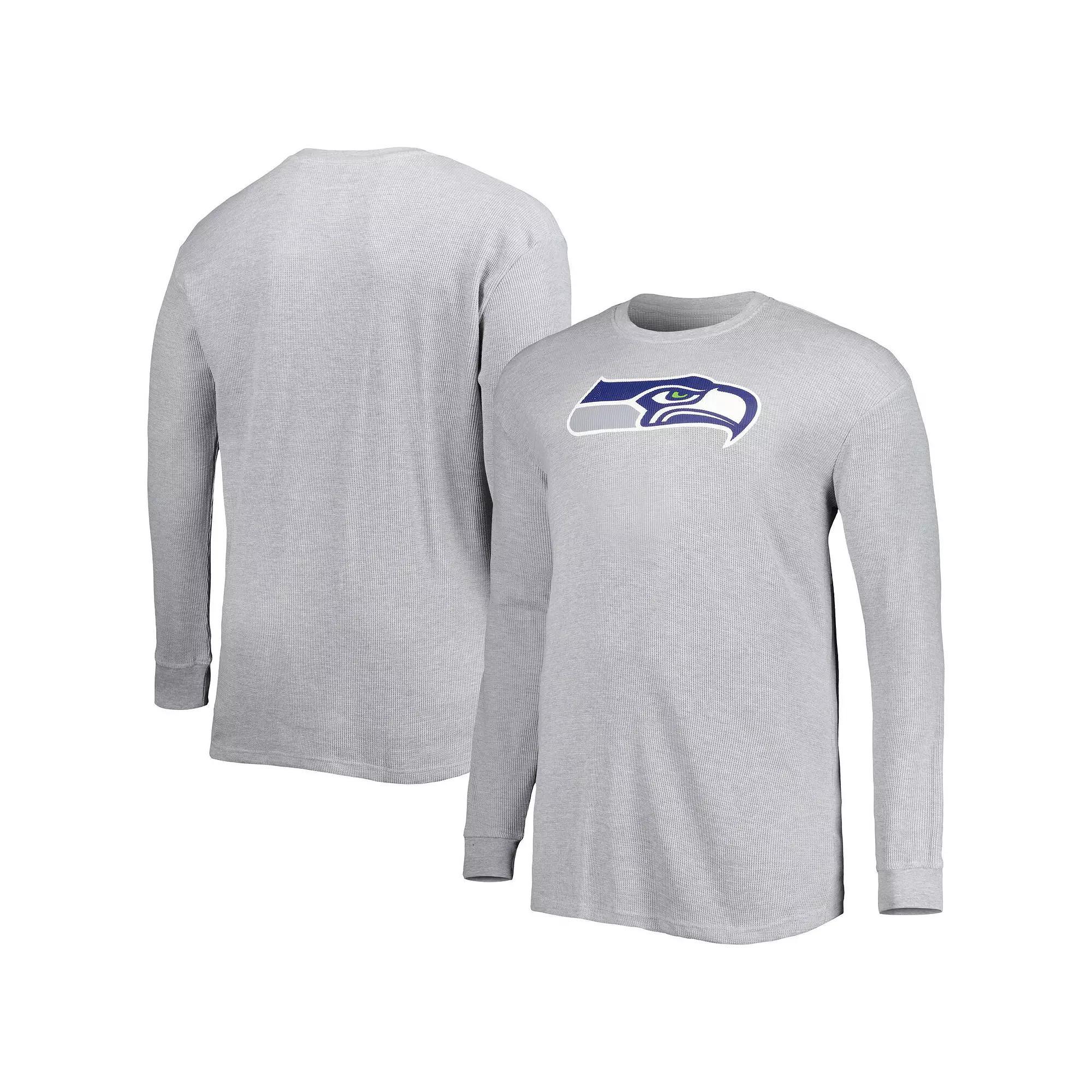 Mens Heather Gray Seattle Seahawks Big & Tall Waffle-Knit Thermal Long Sleeve T-Shirt Product Image