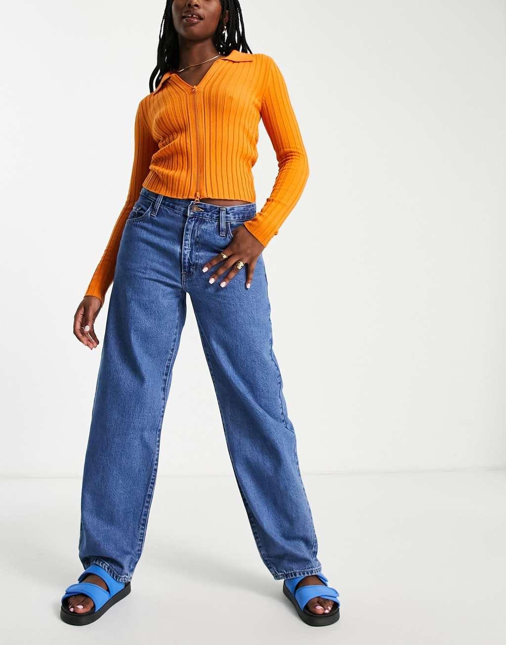 Levi's baggy dad jeans in mid wash blue  Product Image